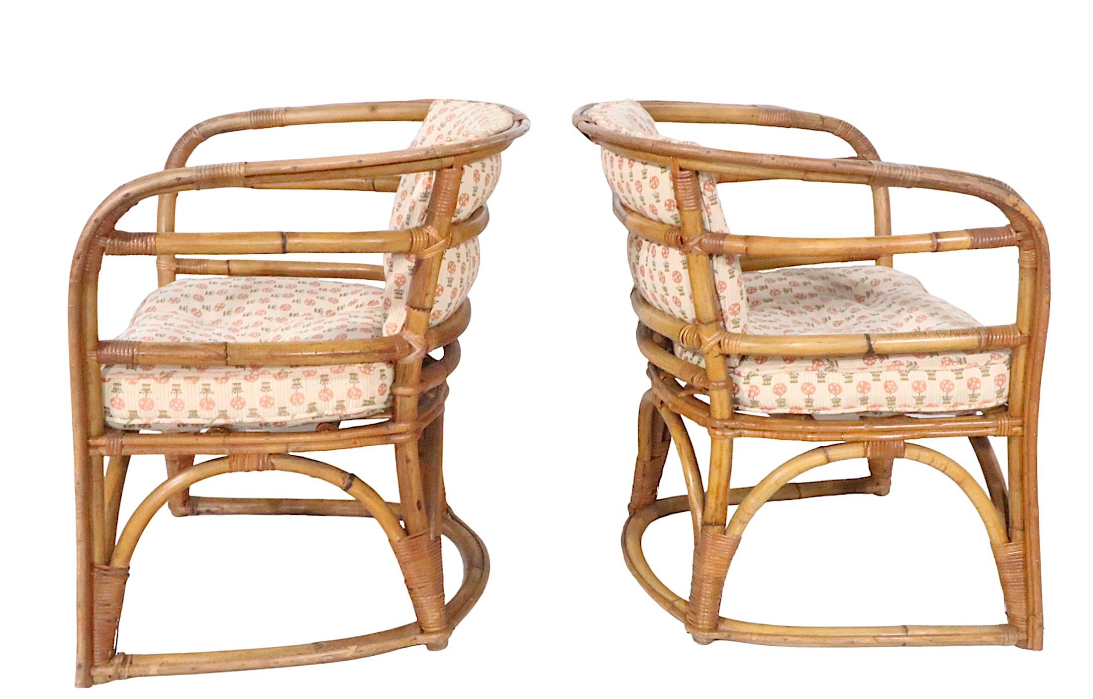 Pair, Midcentury Bamboo Tub Chairs  For Sale 3