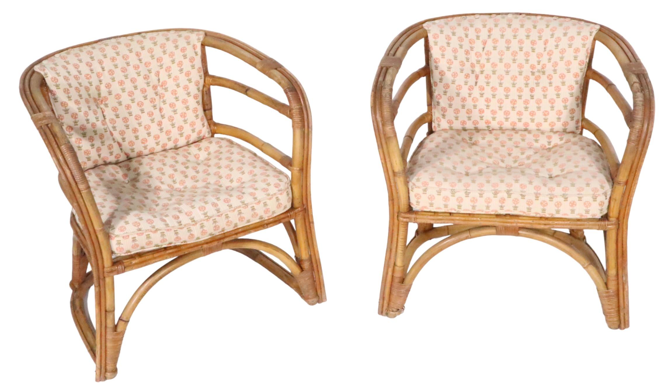 Pair, Midcentury Bamboo Tub Chairs  For Sale 4