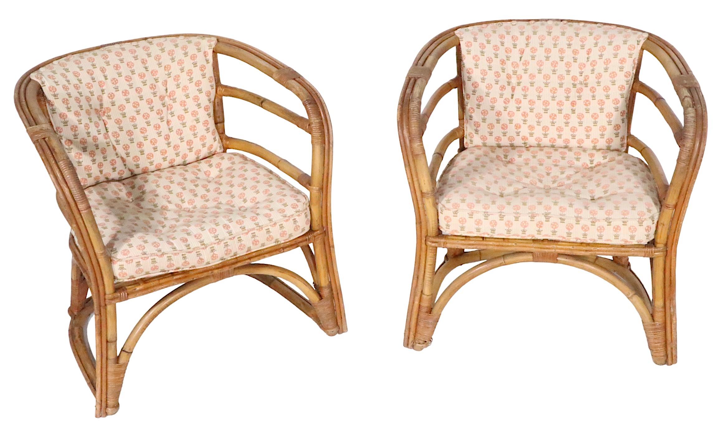 Pair, Midcentury Bamboo Tub Chairs  For Sale 5