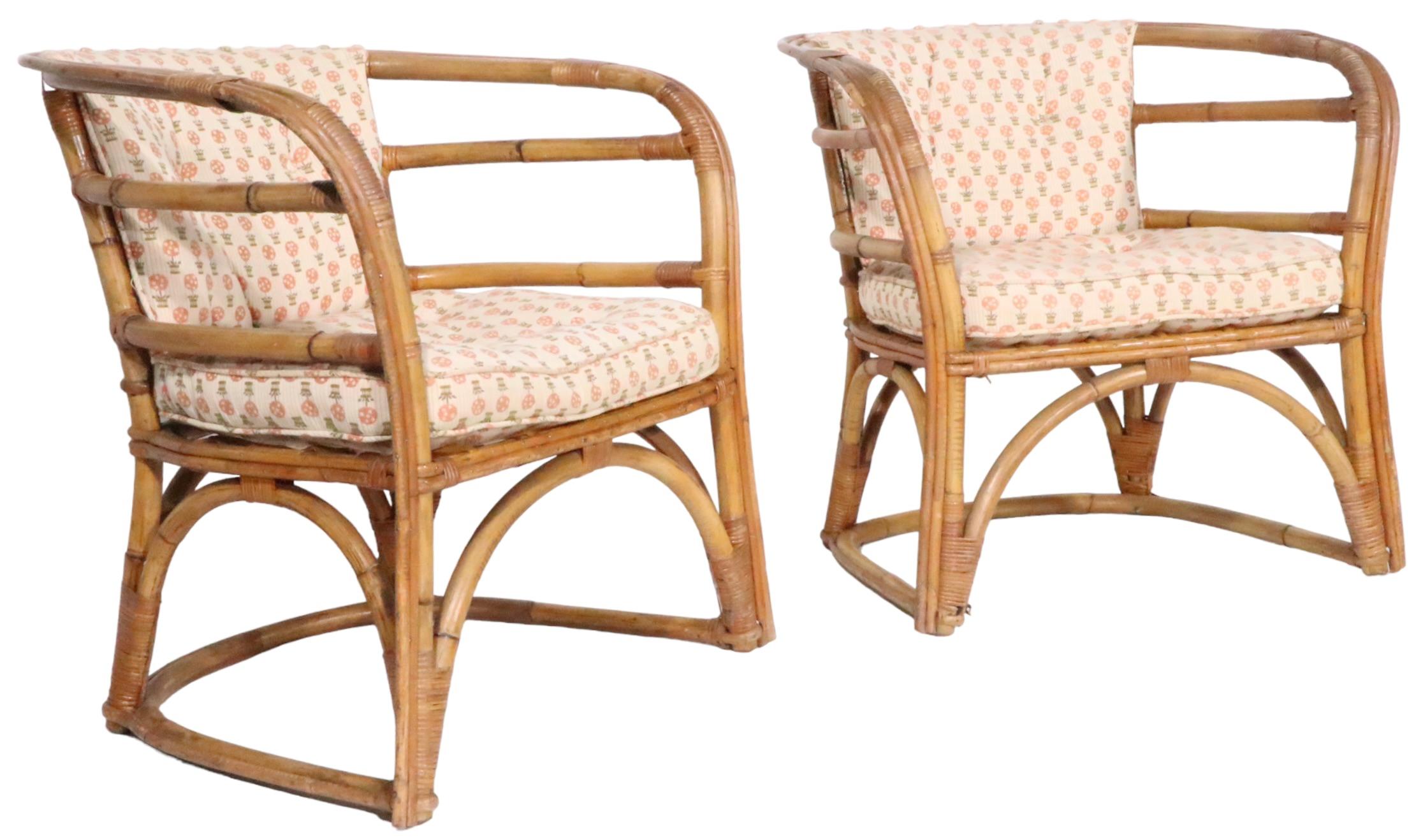 Pair, Midcentury Bamboo Tub Chairs  For Sale 7