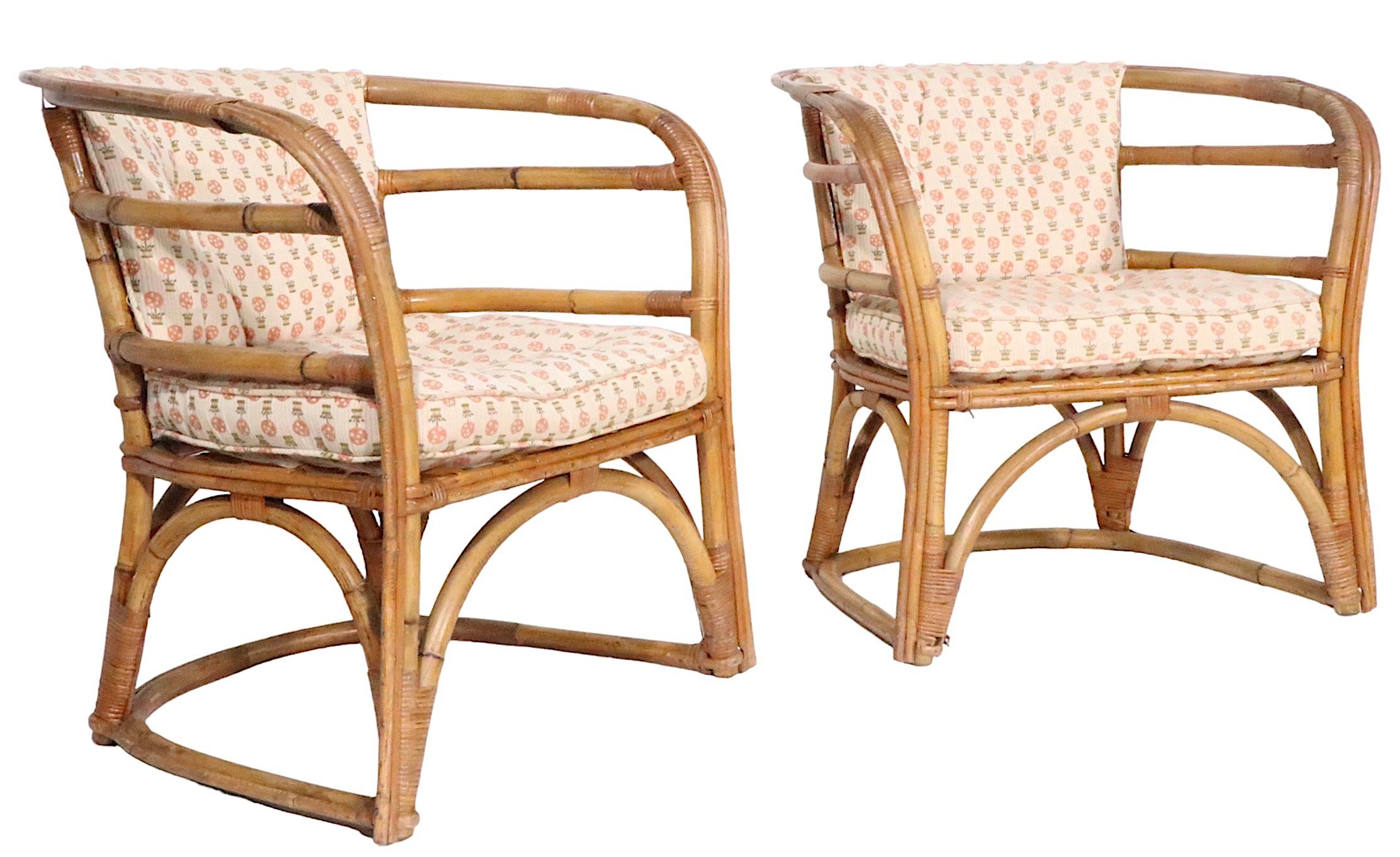Pair, Midcentury Bamboo Tub Chairs  For Sale 8