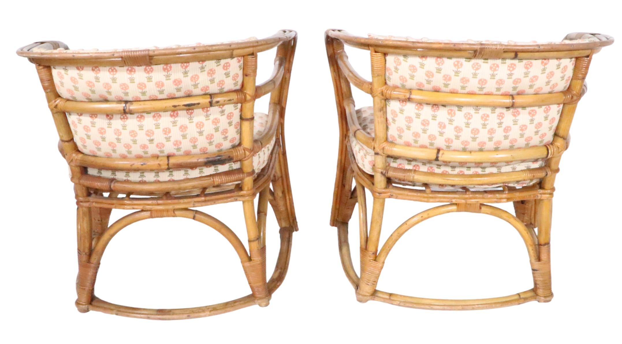 Pair, Midcentury Bamboo Tub Chairs  For Sale 1