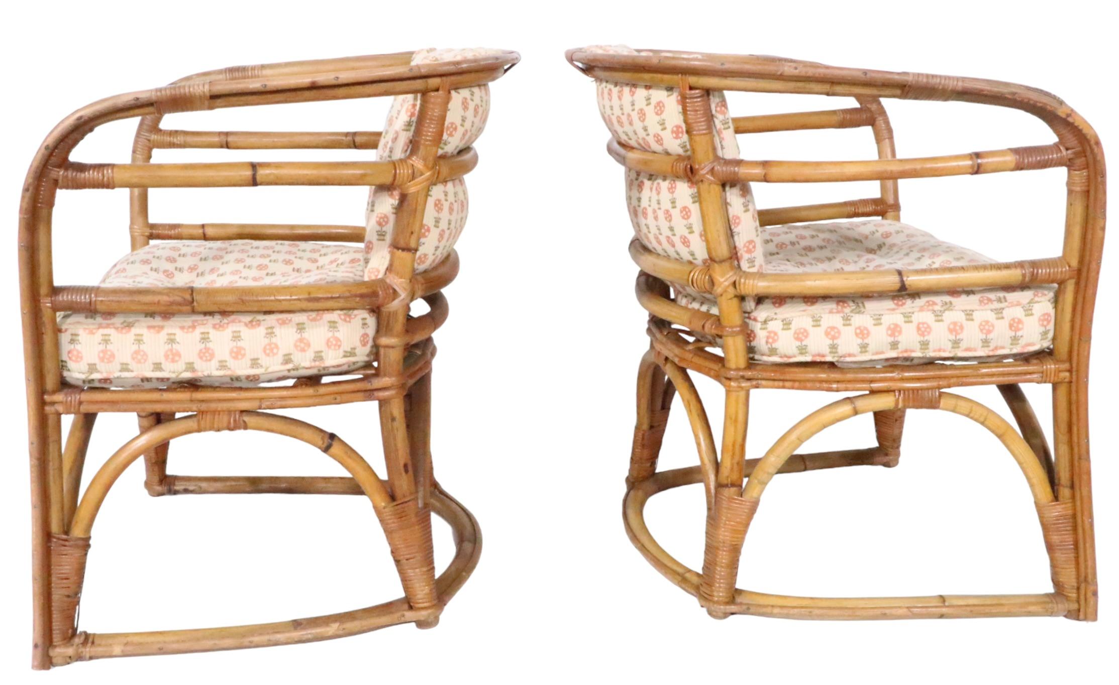 Pair, Midcentury Bamboo Tub Chairs  For Sale 2