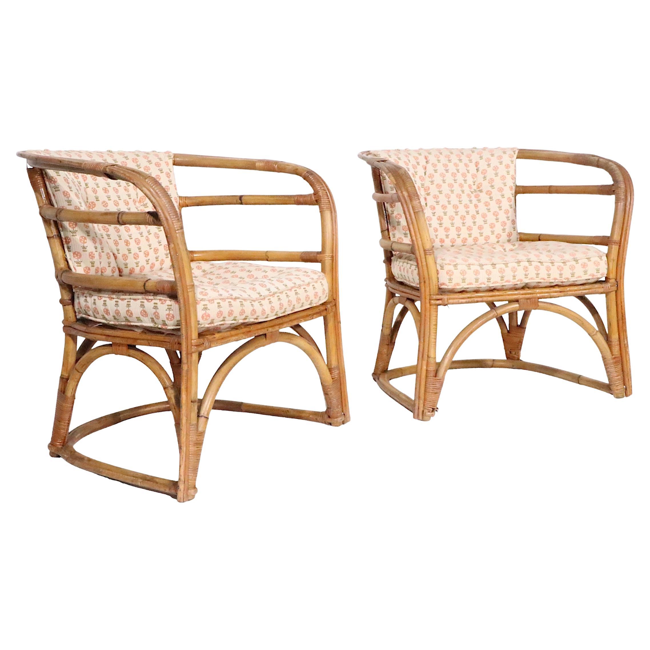 Pair, Midcentury Bamboo Tub Chairs  For Sale