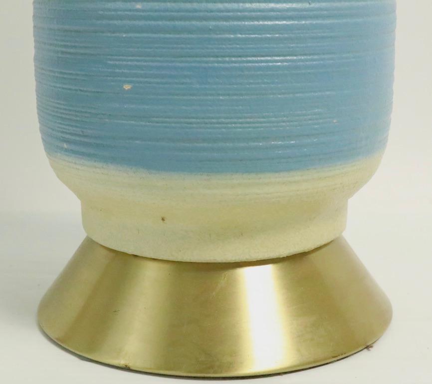Paar gebänderte Keramik-Tischlampen aus der Mitte des Jahrhunderts im Angebot 4