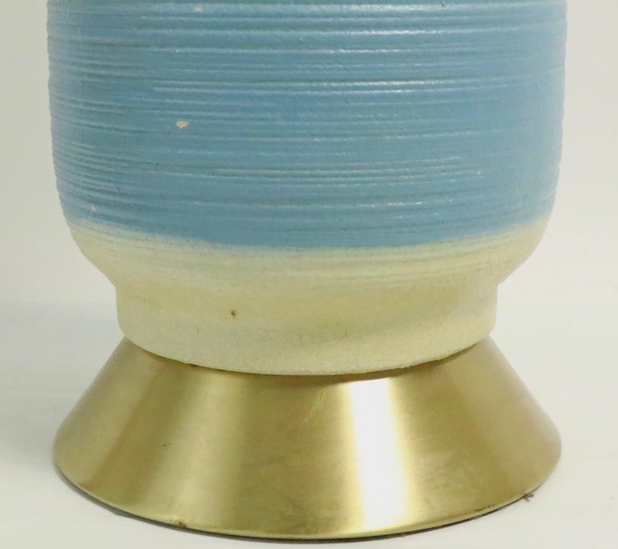 Pair of Mid Century Banded Ceramic Table Lamps 4