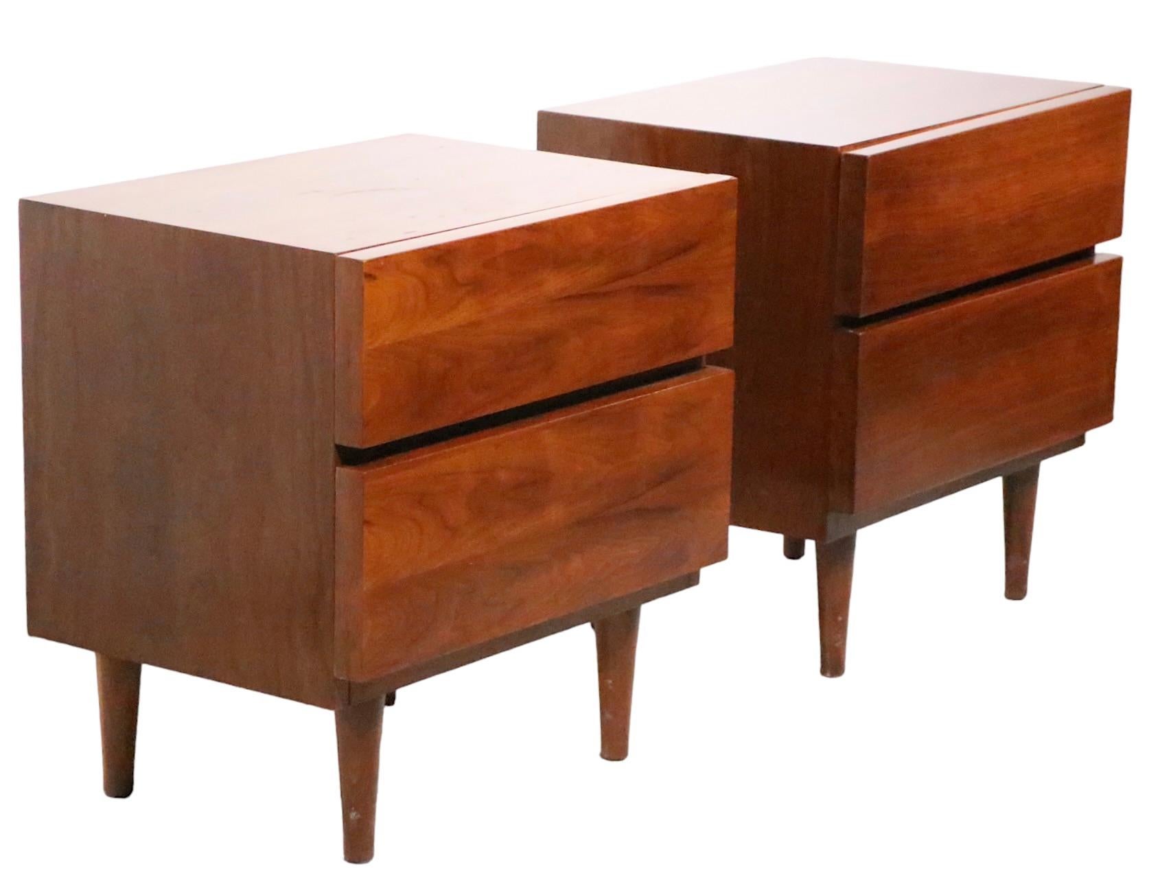 Pair. Mid Century Block Front Night Stands by American of Martinsville