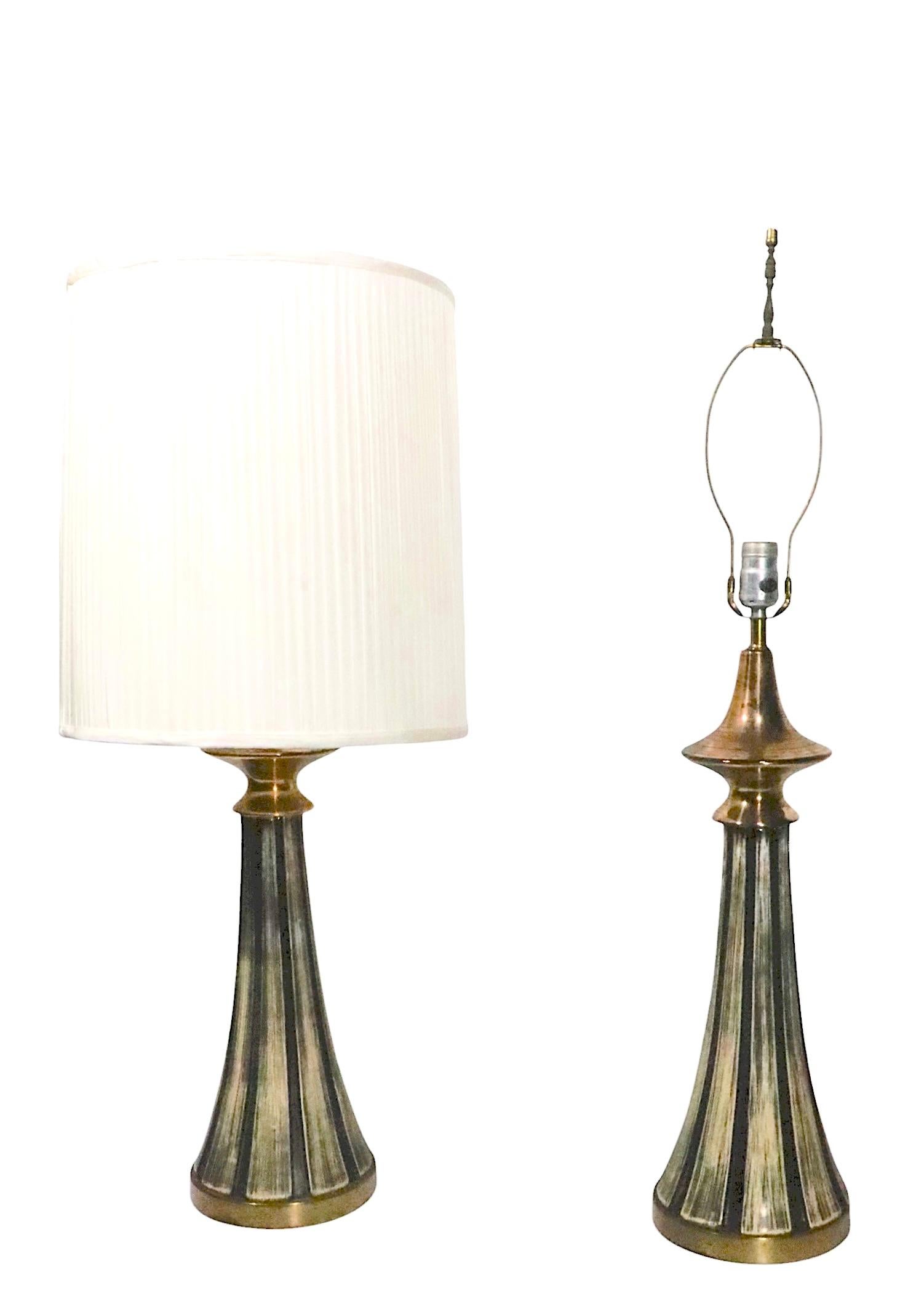 Pr.  Mid Century Brutalist Style Ceramic Table Lamps siglo XX en venta