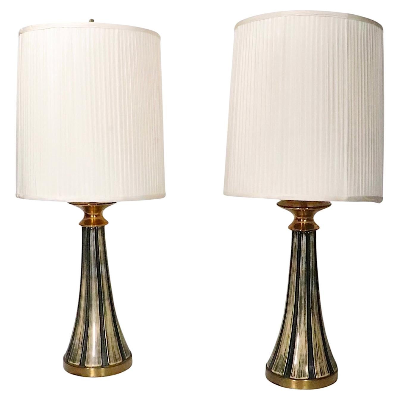 Pr.  Mid Century Brutalist Style Ceramic Table Lamps