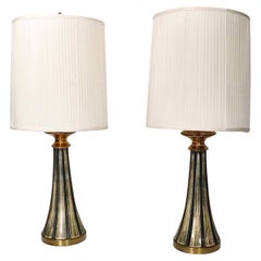 Pr.  Mid Century Brutalist Style Ceramic Table Lamps