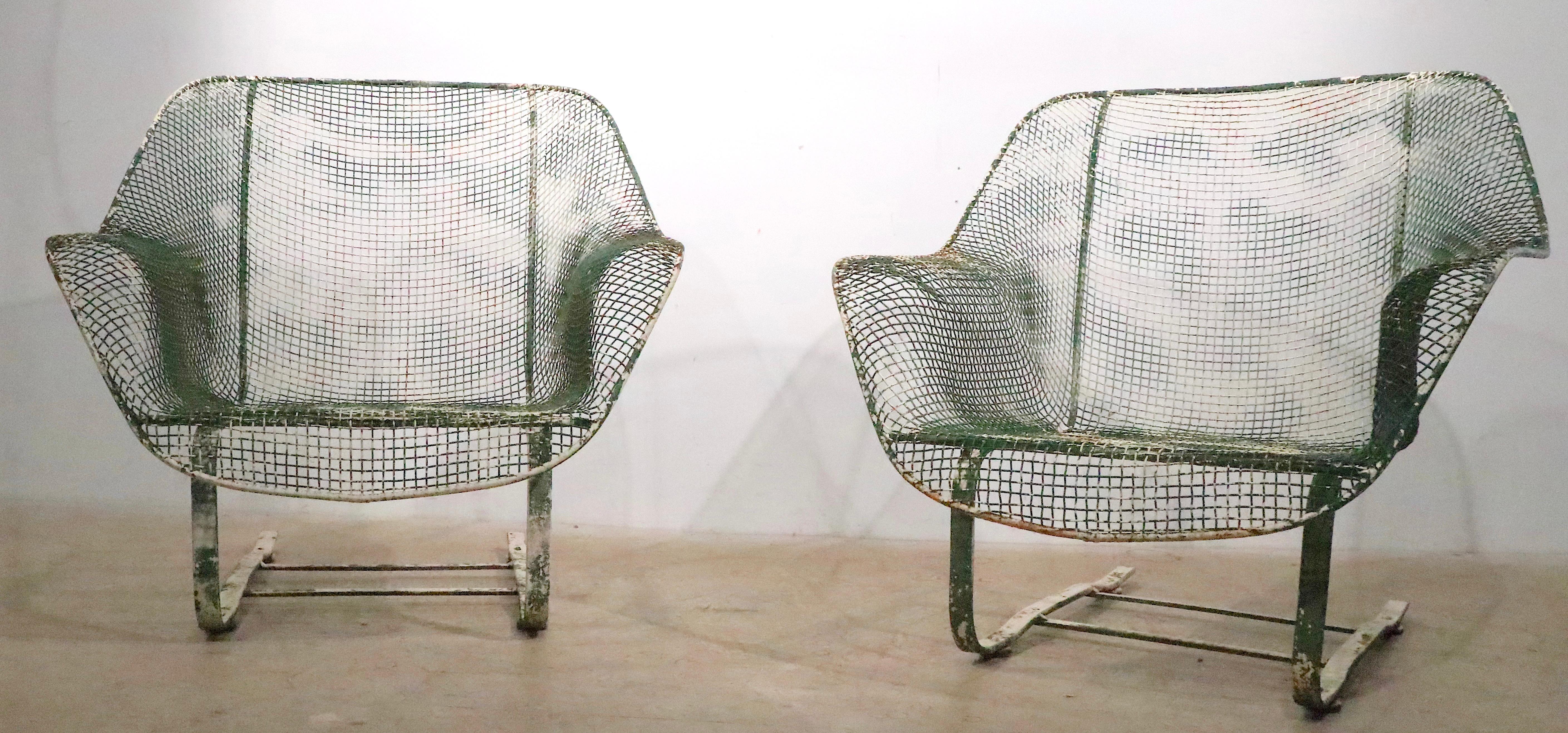 American Pr. Mid Century  Cantilevered Sculptura Lounge Chairs by Woodard  For Sale