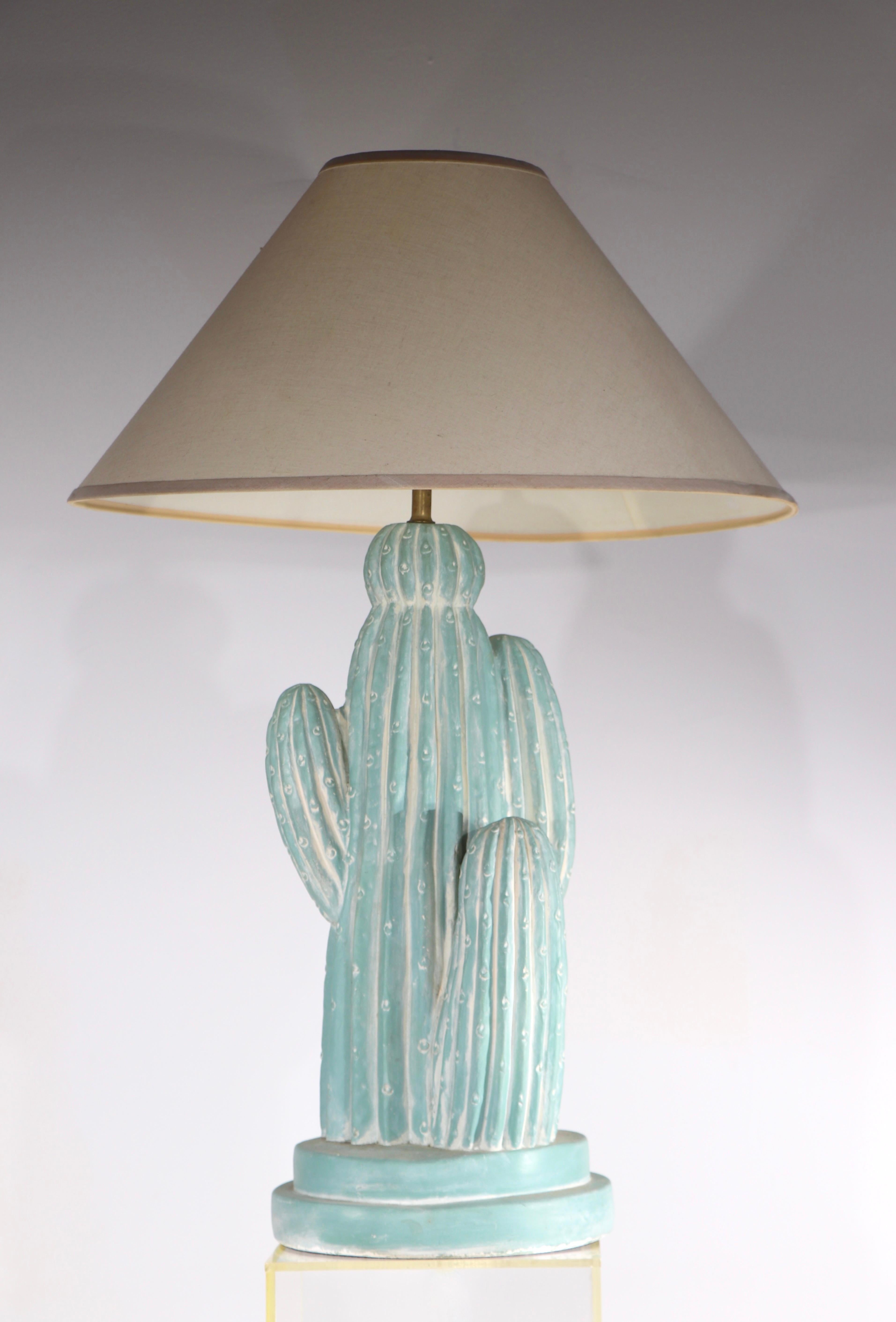 Pr. Mid Century Cast Plaster Cactus Table Lamps by Bon Art For Sale 1