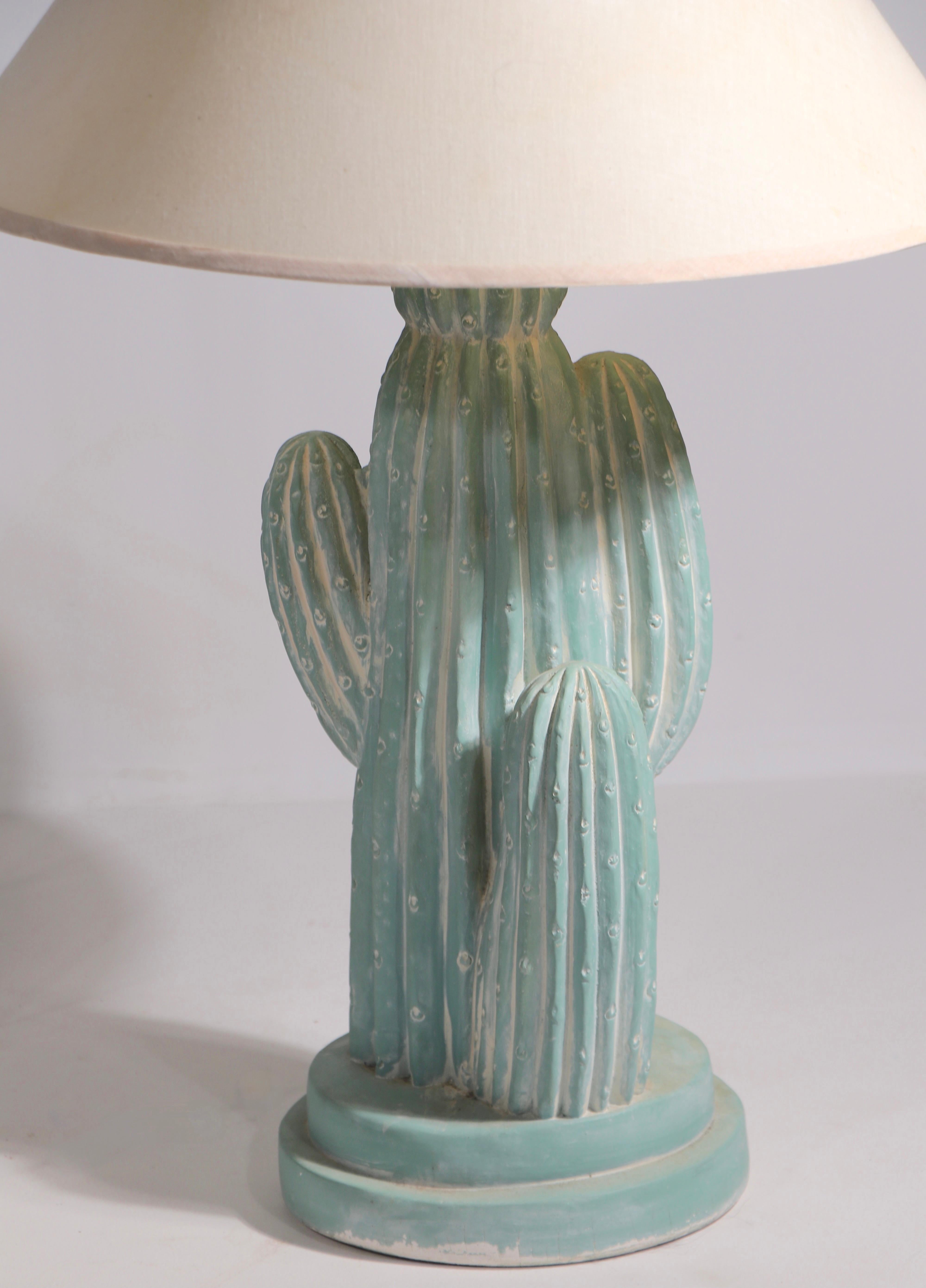 Pr. Mid Century Cast Plaster Cactus Table Lamps by Bon Art For Sale 3