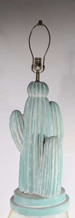 Pr. Mid Century Cast Plaster Cactus Table Lamps by Bon Art