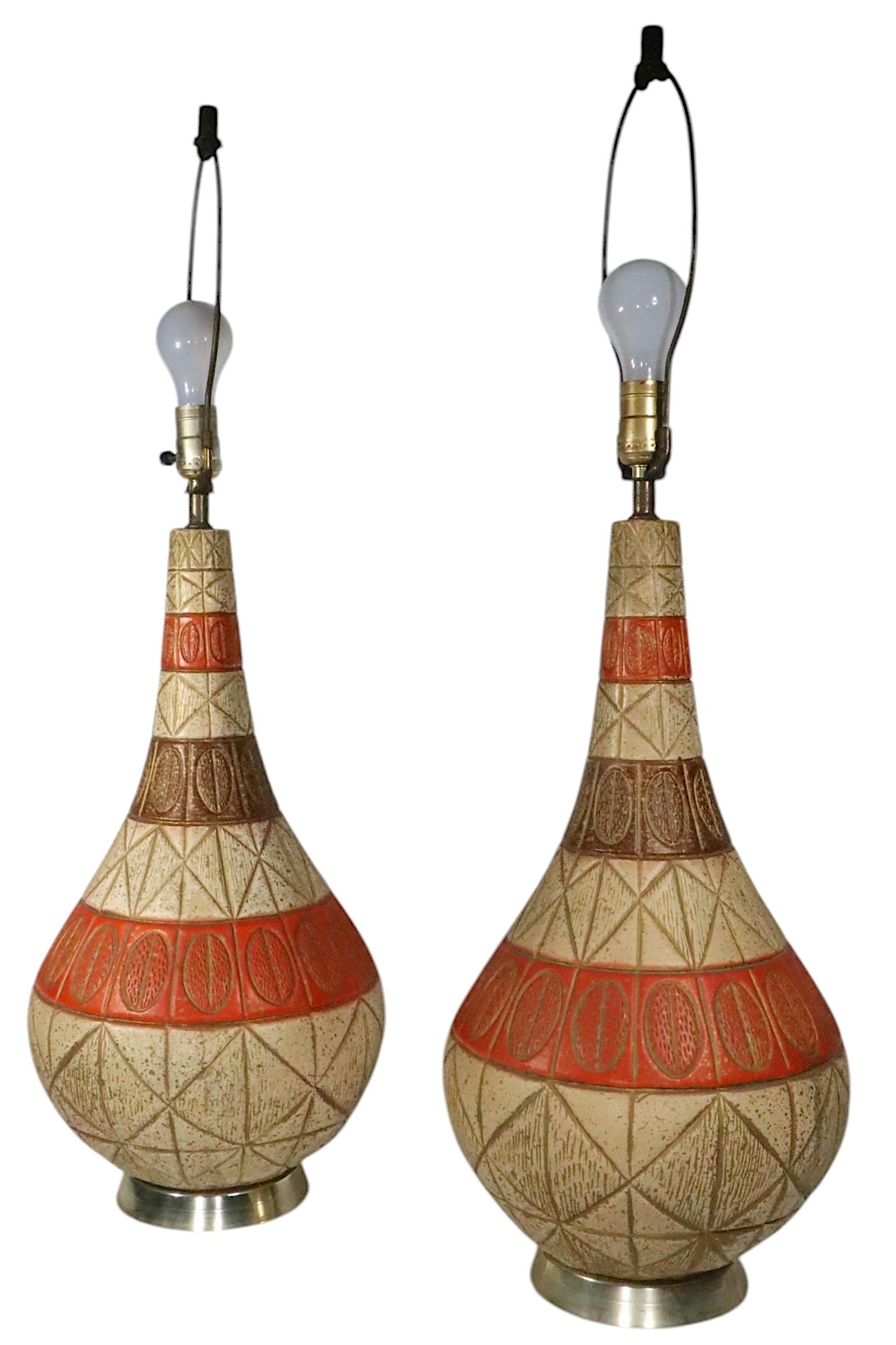 Pr. Lampes de table en céramique du milieu du siècle en vente 11