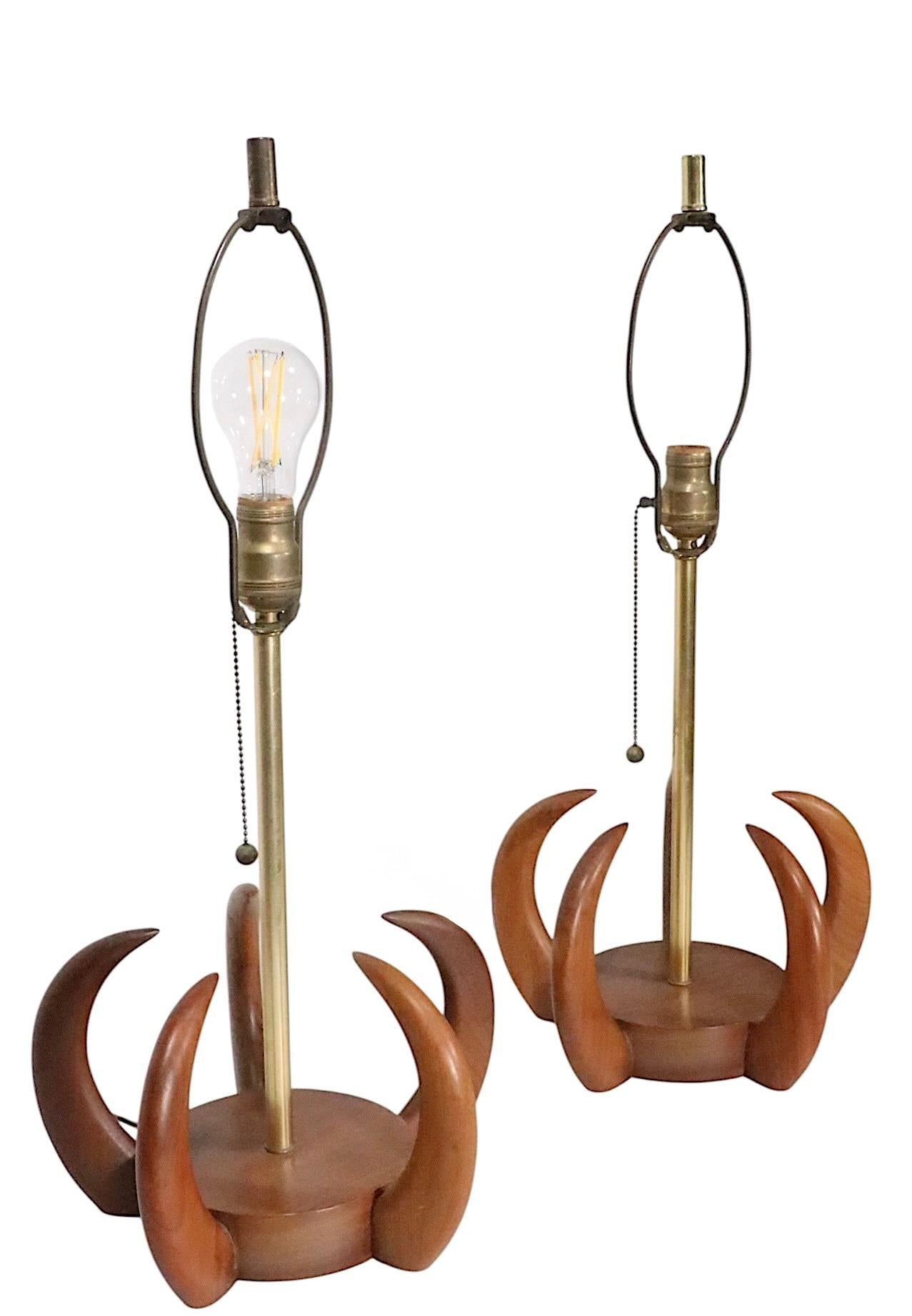 Pr. Mid Century Claw Form Table Lamps after Modeline Pearsall c. 1950/60's en venta 4