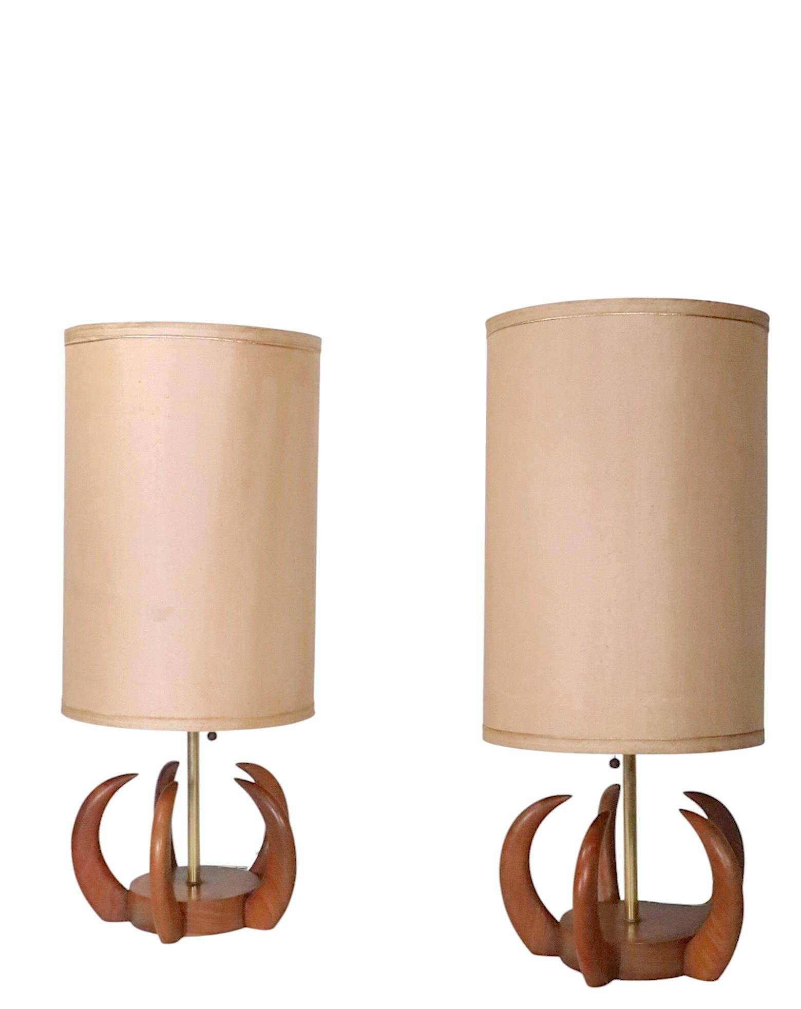 Pr. Mid Century Claw Form Table Lamps after Modeline Pearsall c. 1950/60's en venta 8