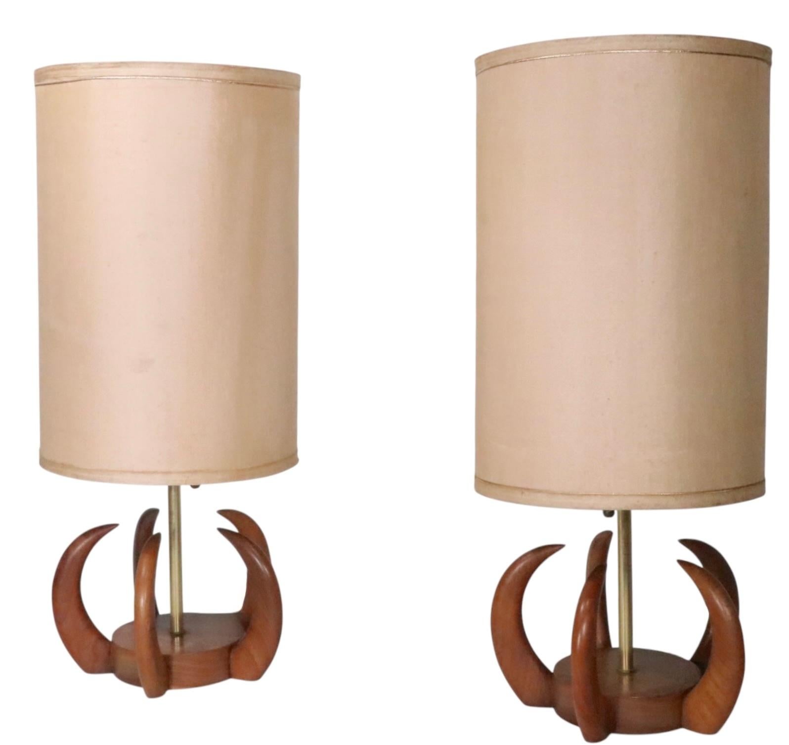 Pr. Mid Century Claw Form Table Lamps after Modeline Pearsall c. 1950/60's en venta 9