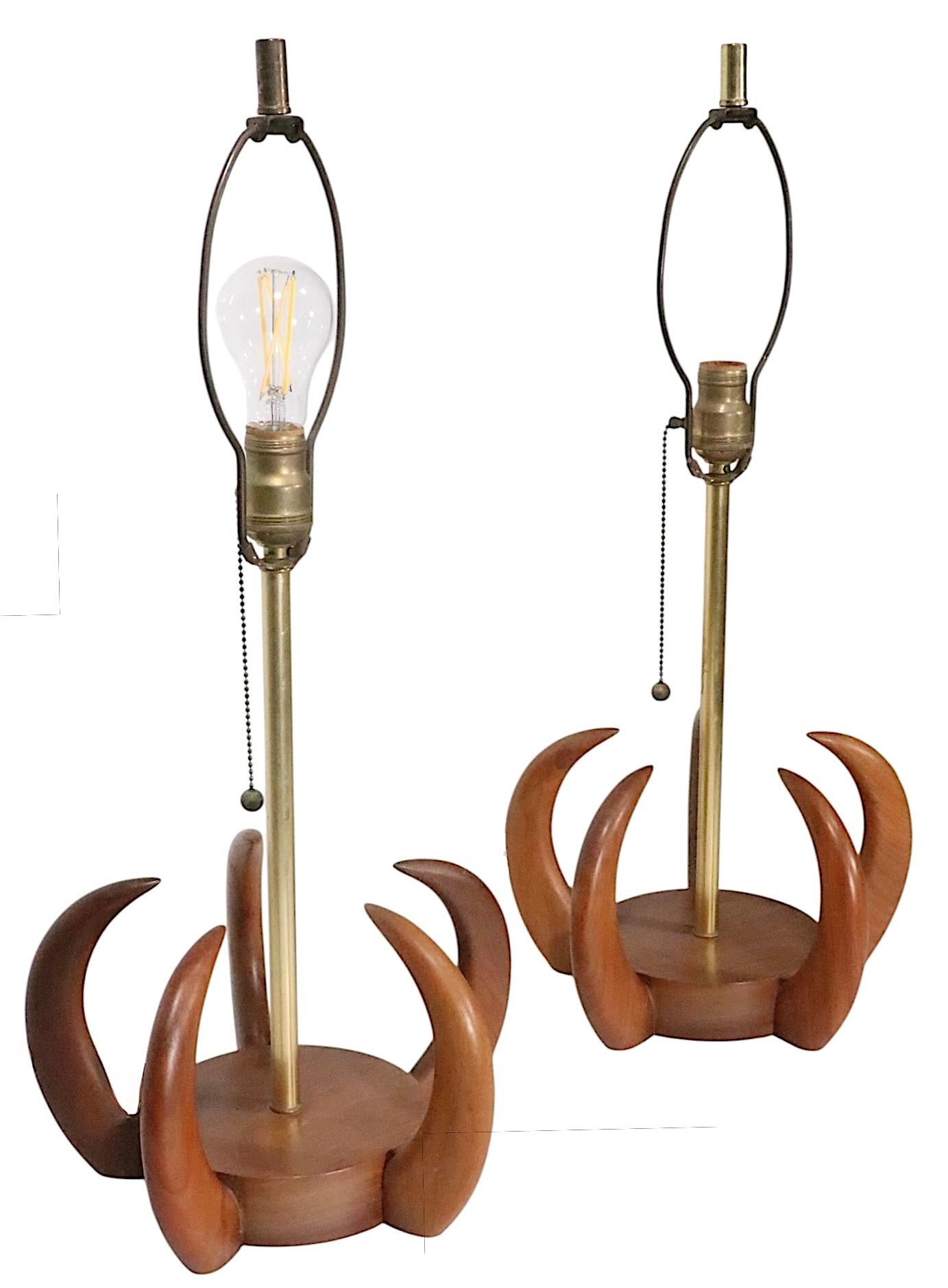 Pr. Mid Century Claw Form Table Lamps after Modeline Pearsall c. 1950/60's en venta 1