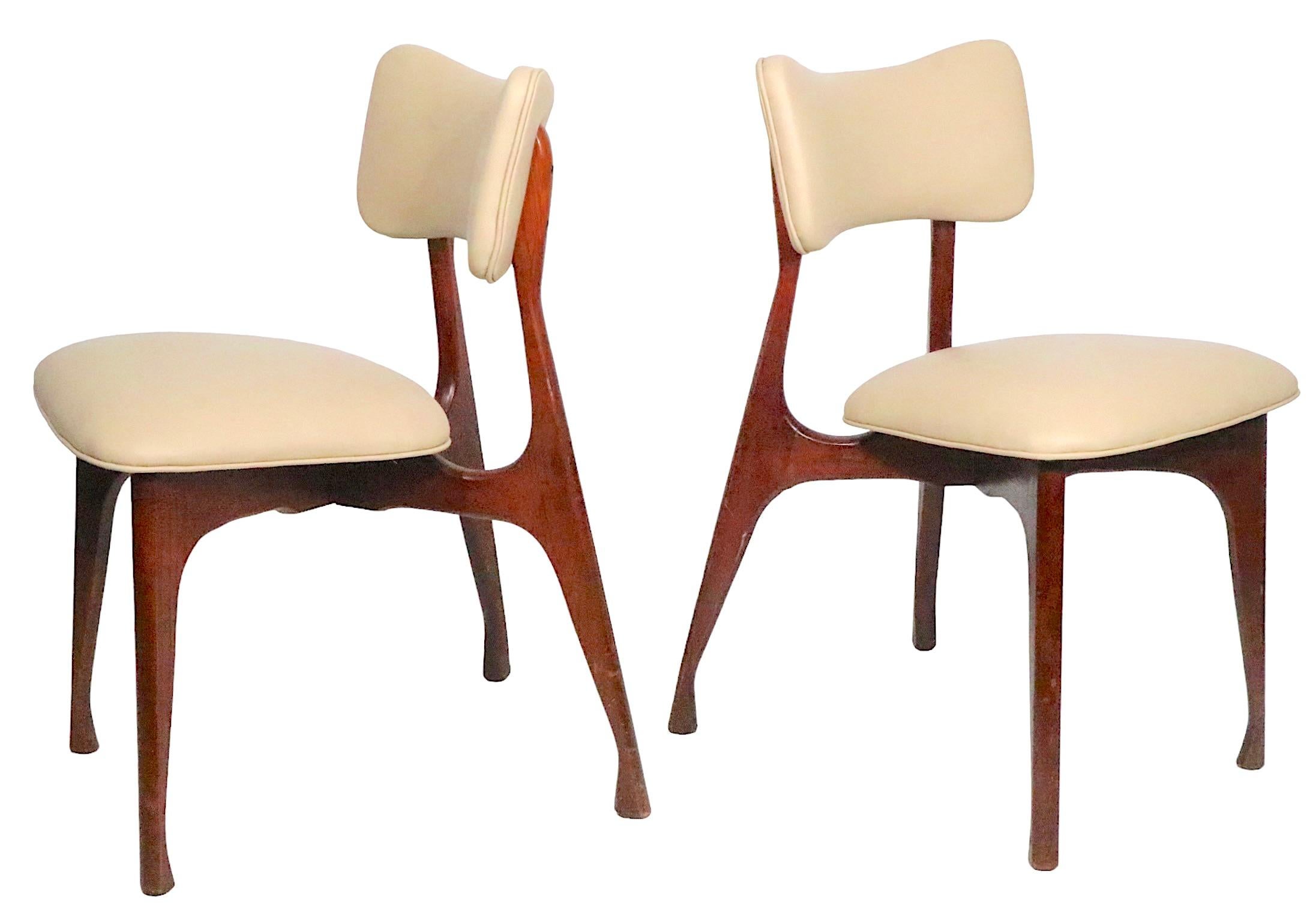 Mid-Century Modern Pr. Midcentury Dining Side Chairs Att. to Ico Parisi, circa 1950s For Sale