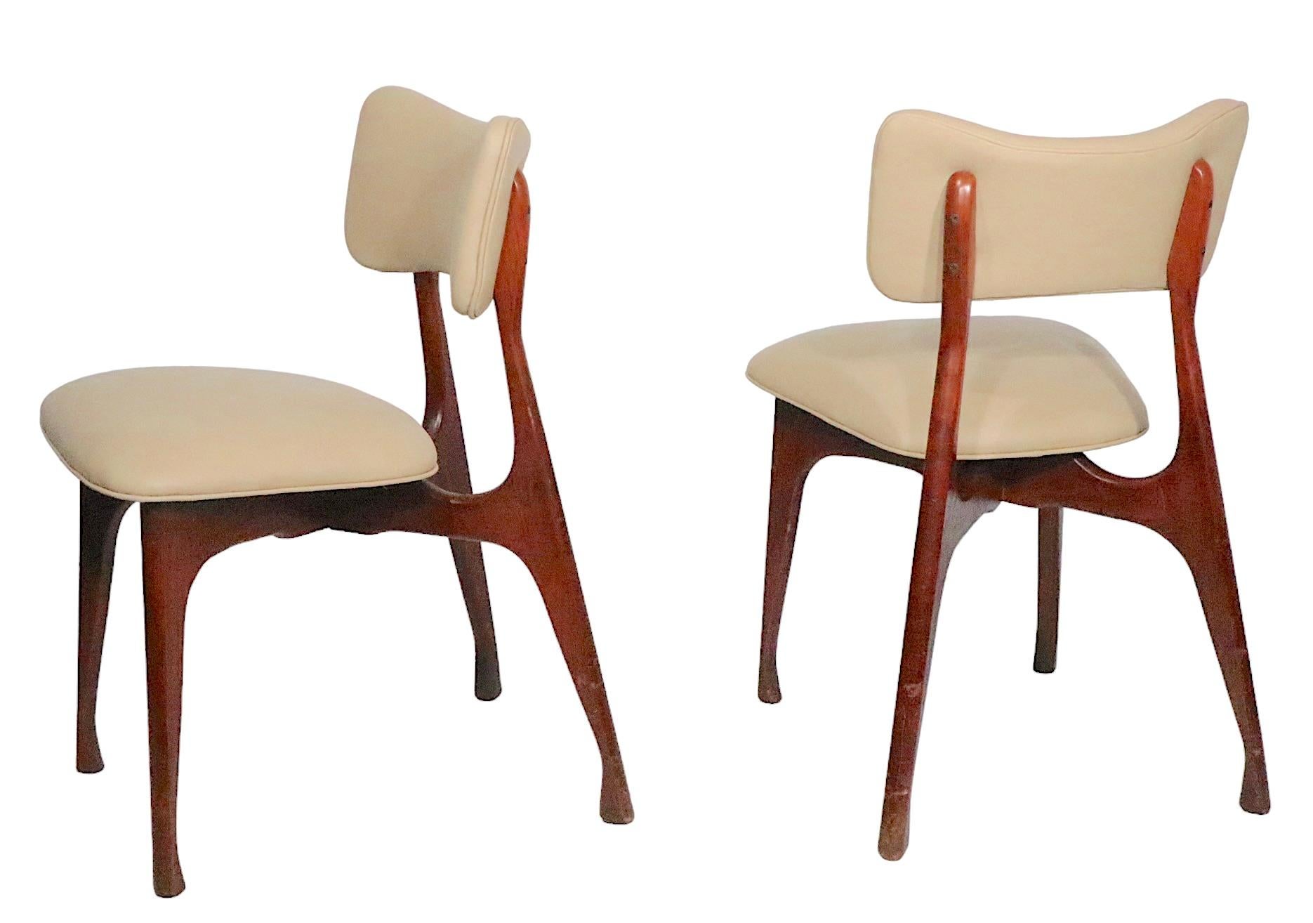 Pr. Midcentury Dining Side Chairs Att. to Ico Parisi, circa 1950s In Good Condition For Sale In New York, NY