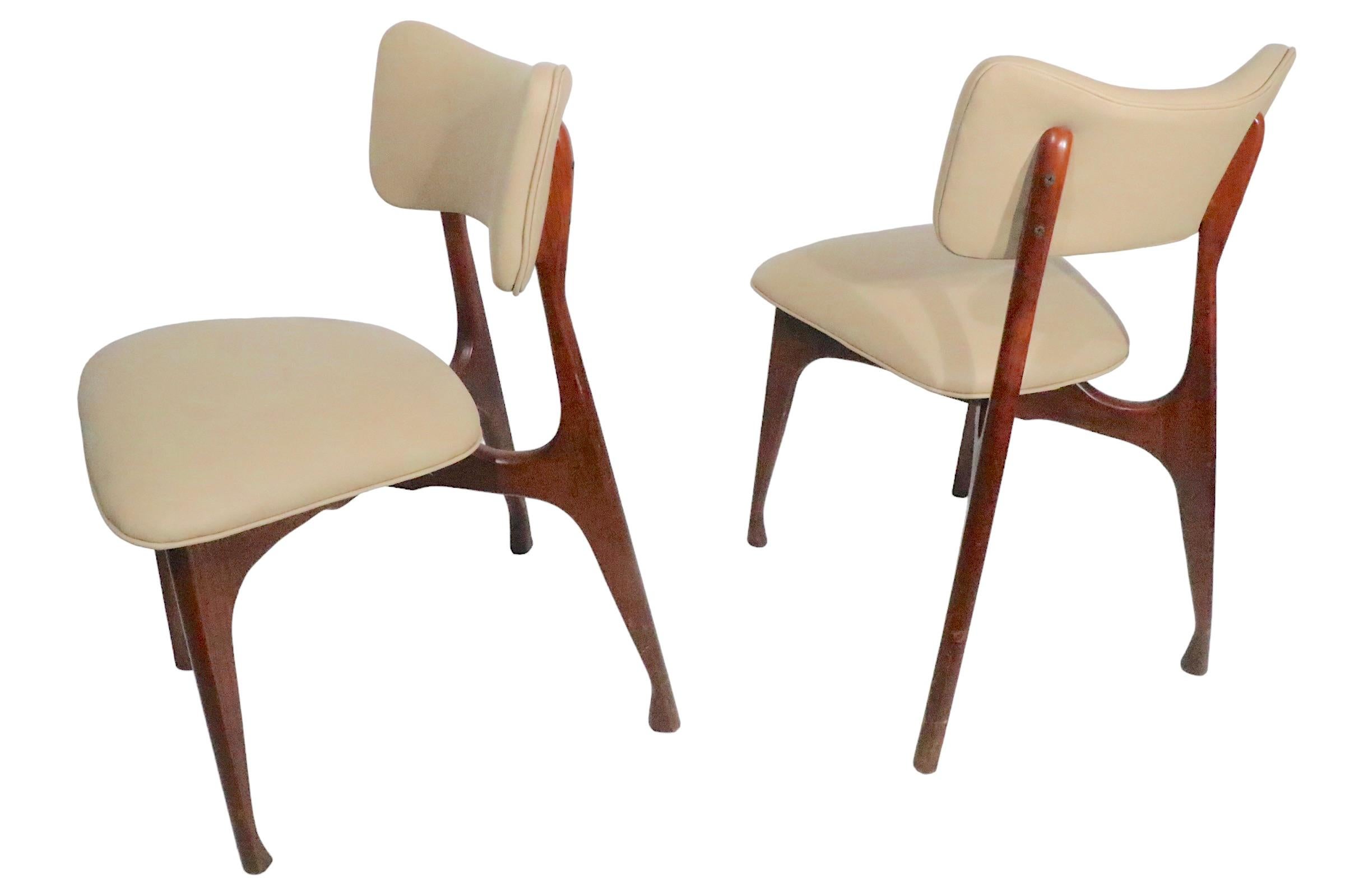20th Century Pr. Midcentury Dining Side Chairs Att. to Ico Parisi, circa 1950s For Sale