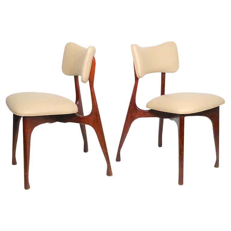Pr. Mid Century Dining Side Chairs att. to Ico Parisi c 1950's For Sale at 1stDibs