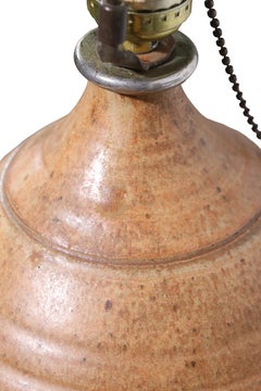Pr. Mid-Century Earthenware Ceramic Pottery Jug Form Lamps Marked P
