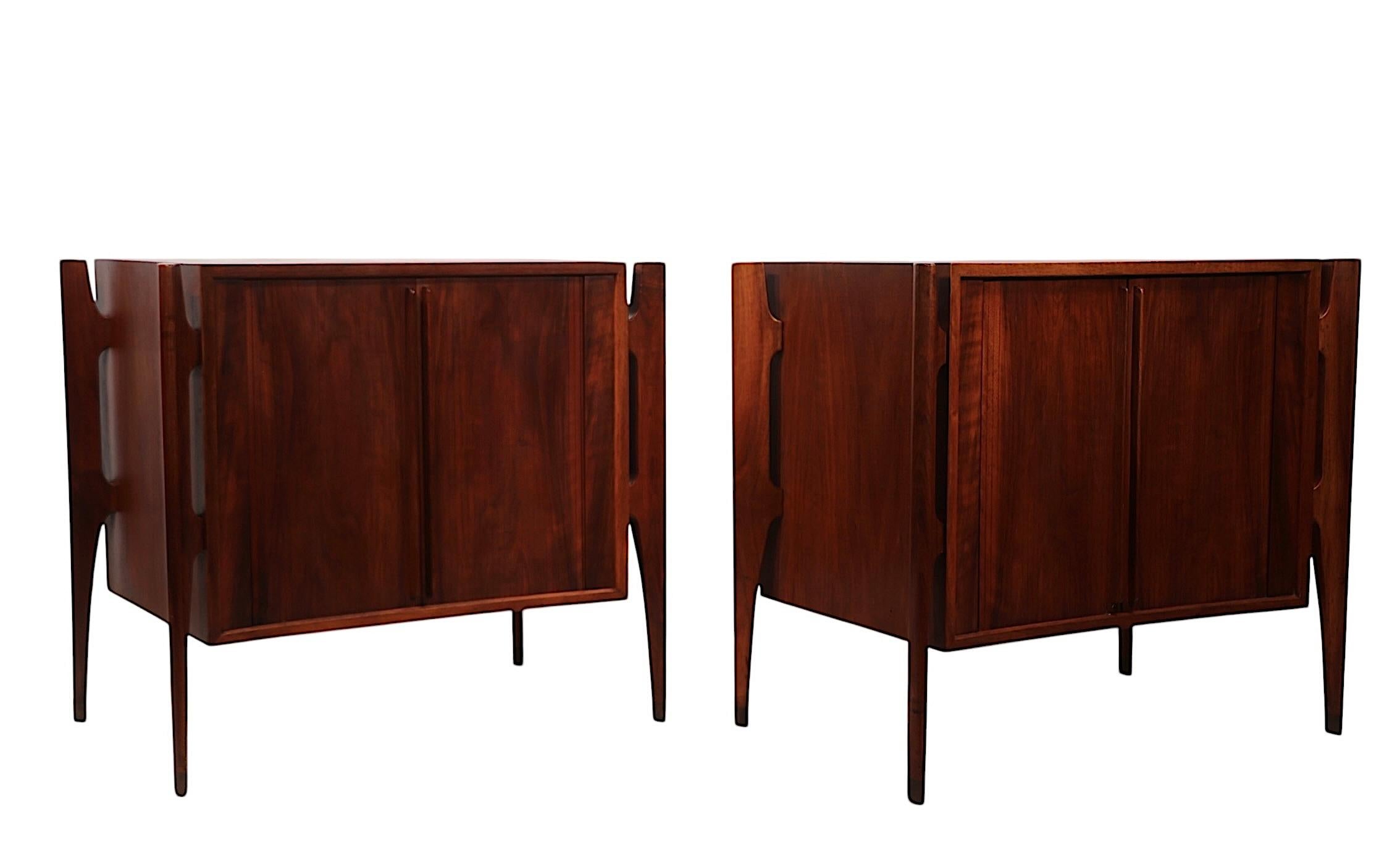 20th Century Pr. Mid Century Exoskeleton  Night Tables made in Sweden by William Hinn  1950's For Sale