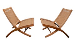 Pr. Mid Century Folding Lounge Chairs and Ottoman c. 1950's Made in Yugoslavia