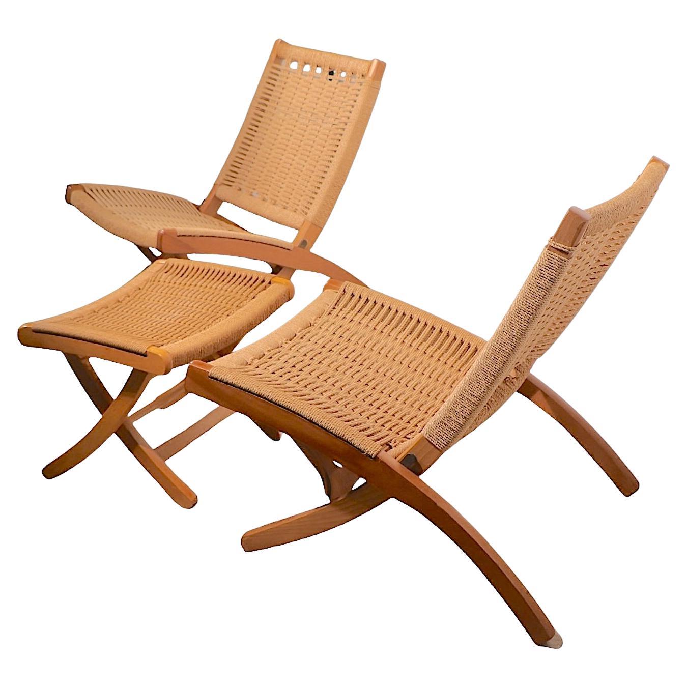 Pr. Mid Century Folding Lounge Chairs and Ottoman c. 1950's Made in Yugoslavia