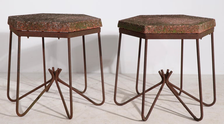 Mid-Century Modern Pr. Mid-Century Garden Tables by O'dell After Royere  For Sale