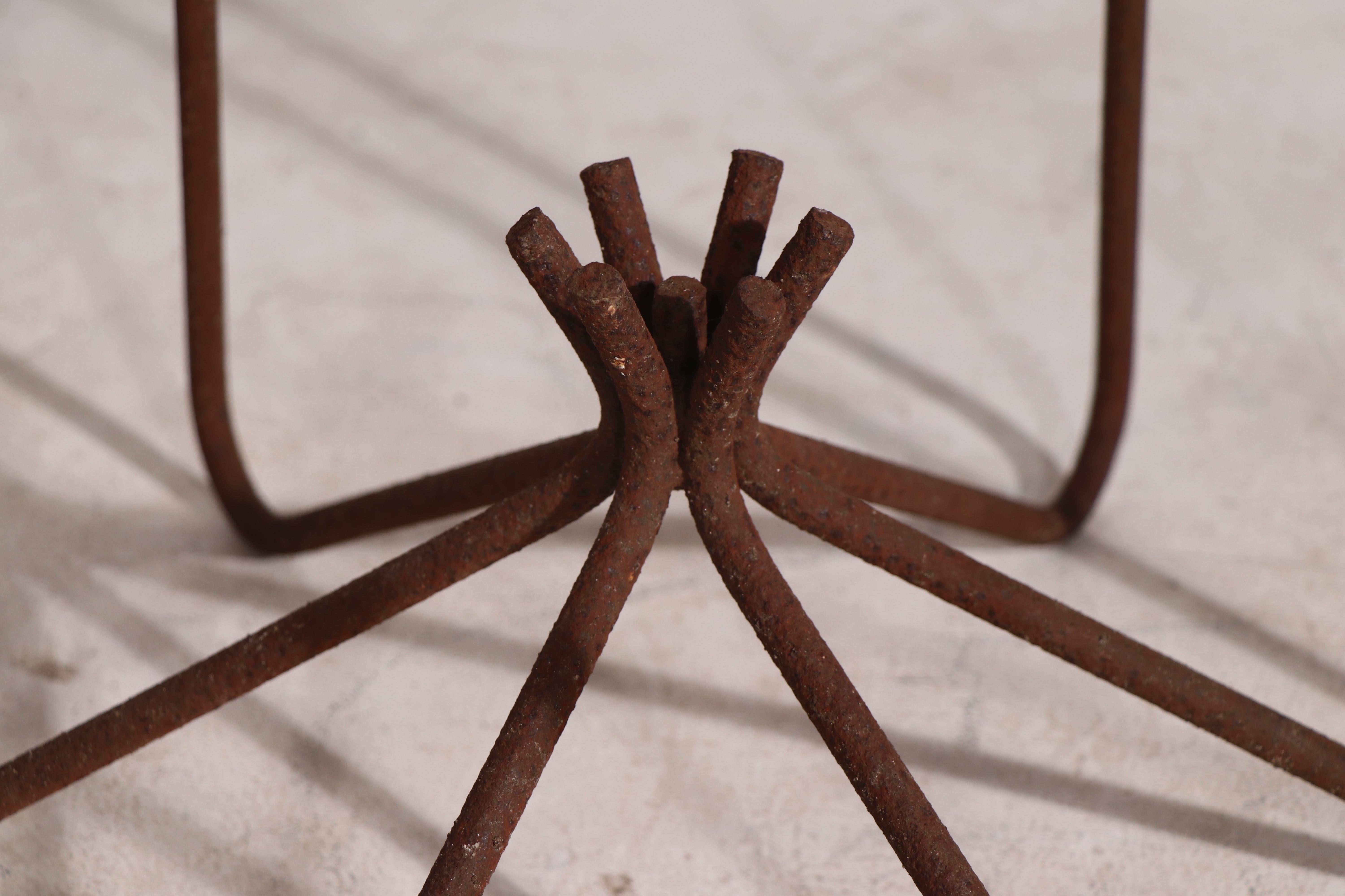 Wrought Iron Pr. Mid-Century Garden Tables by O'dell After Royere