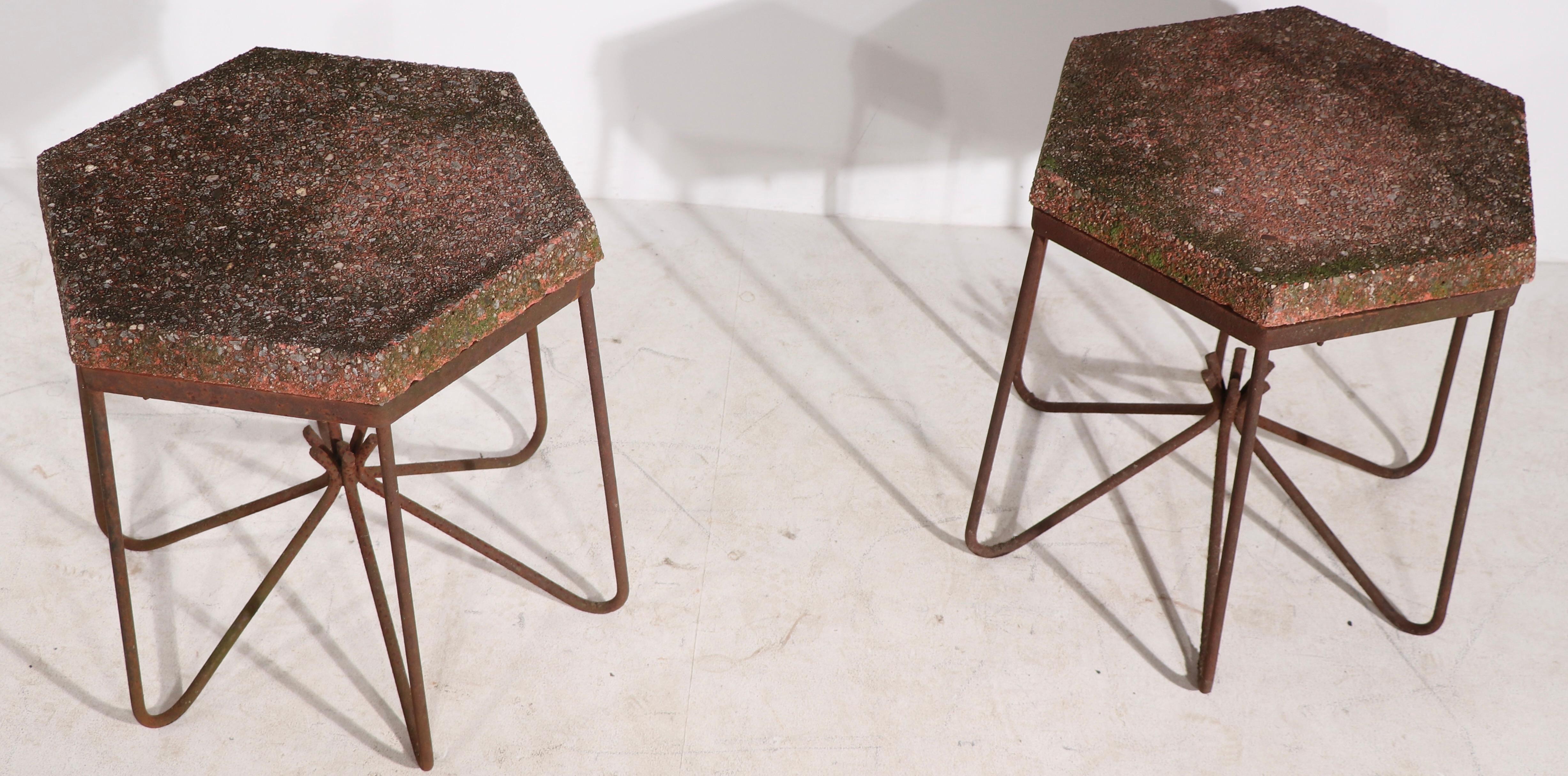 Pr. Mid-Century Garden Tables by O'dell After Royere 2