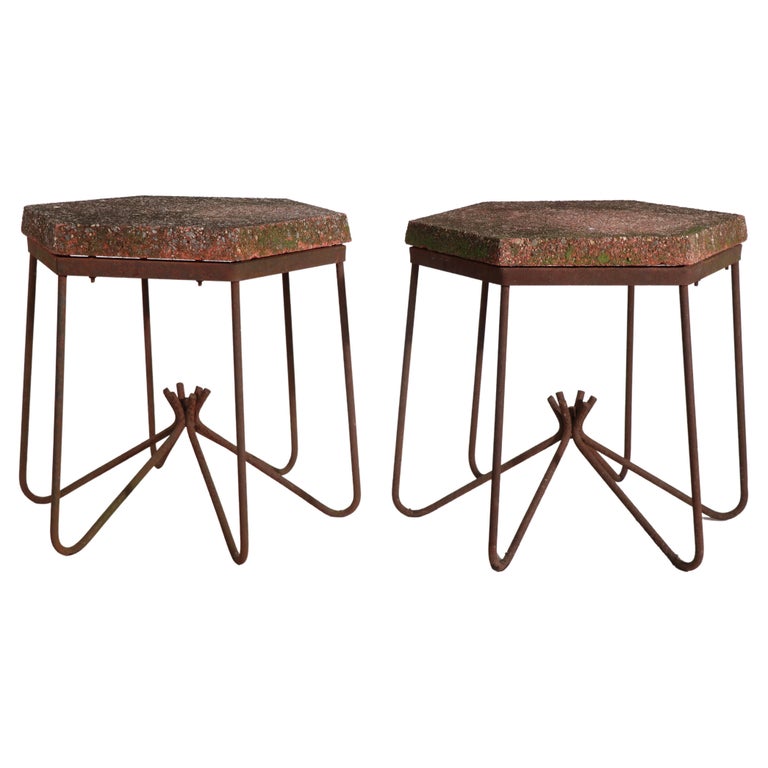 Pr. Mid-Century Garden Tables by O'dell After Royere  For Sale