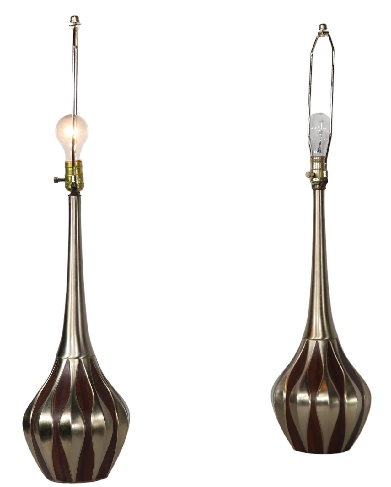 Pr. Mid Century Genie Table Lamps by Laurel c 1960's  For Sale 8