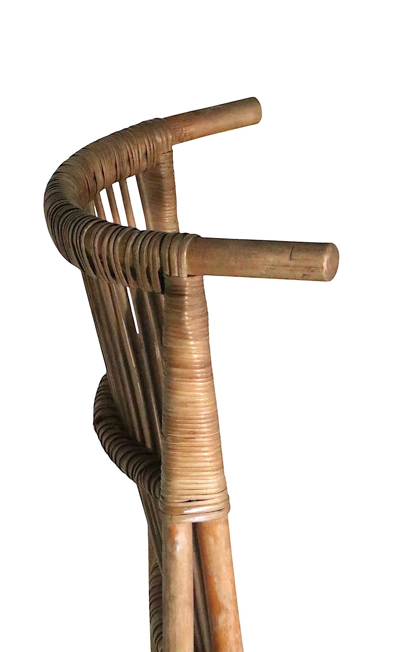Pr. Mid Century High Back Bamboo Lounge  Chairs after Audoux Minnet c. 1960's For Sale 4