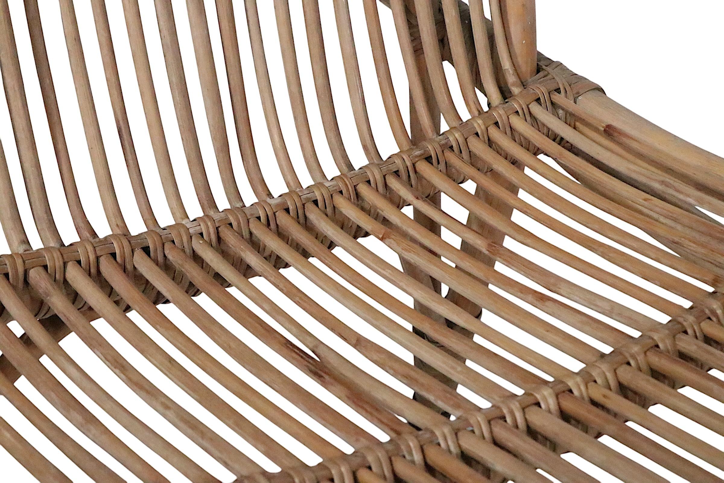 Mid-Century Modern Pr. Mid Century High Back Bamboo Lounge  Chairs after Audoux Minnet c. 1960's For Sale