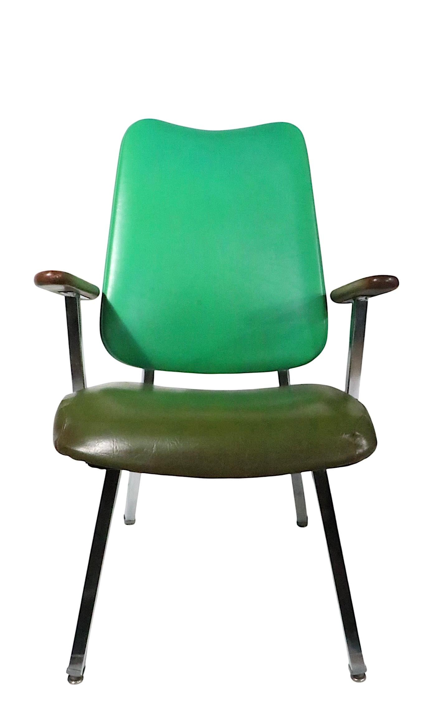 Pr. Mid Century  High Back Lounge Office Armchairs by Dellwood Furniture c 1970s For Sale 3