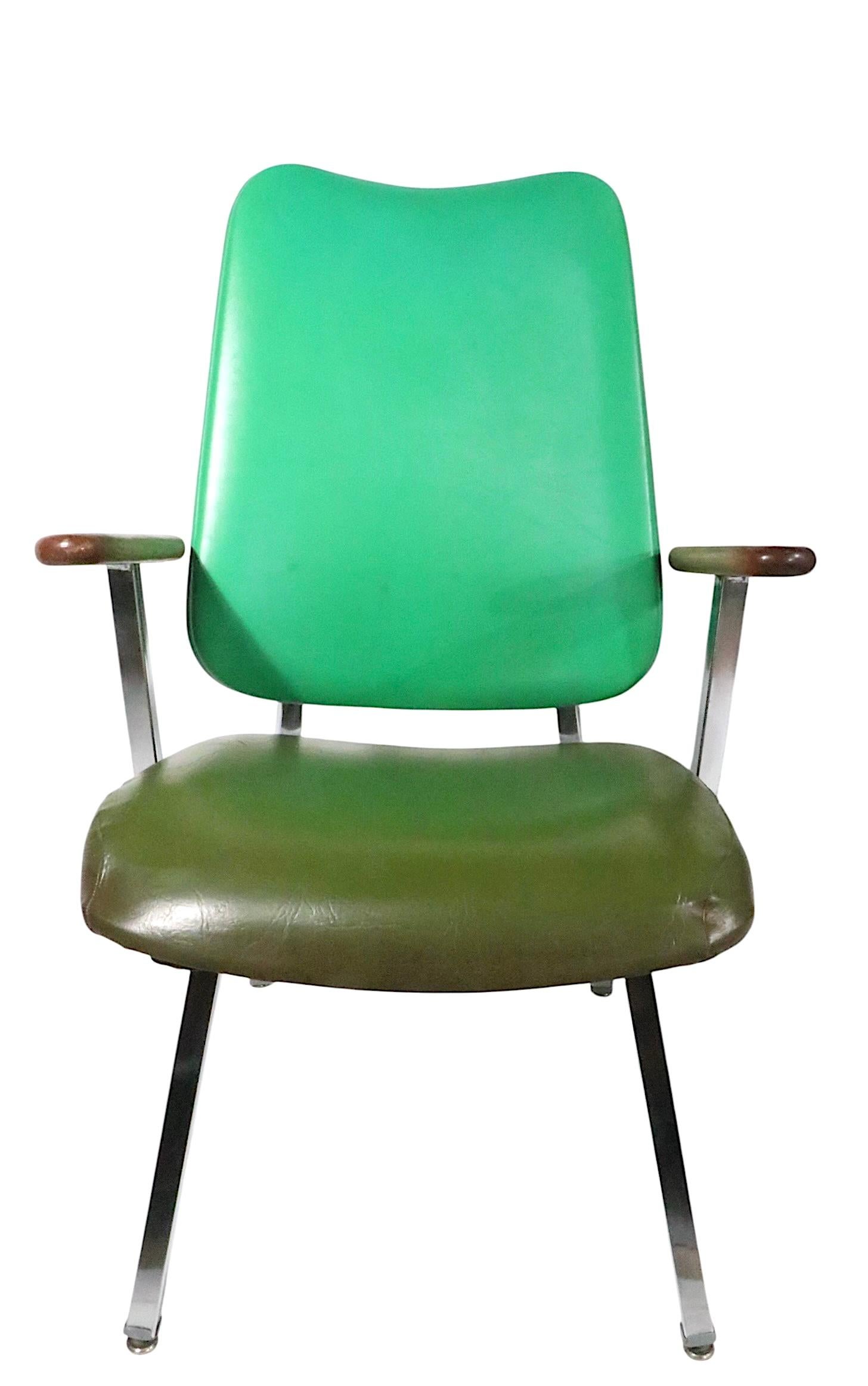 Pr. Mid Century  High Back Lounge Office Armchairs by Dellwood Furniture c 1970s For Sale 4
