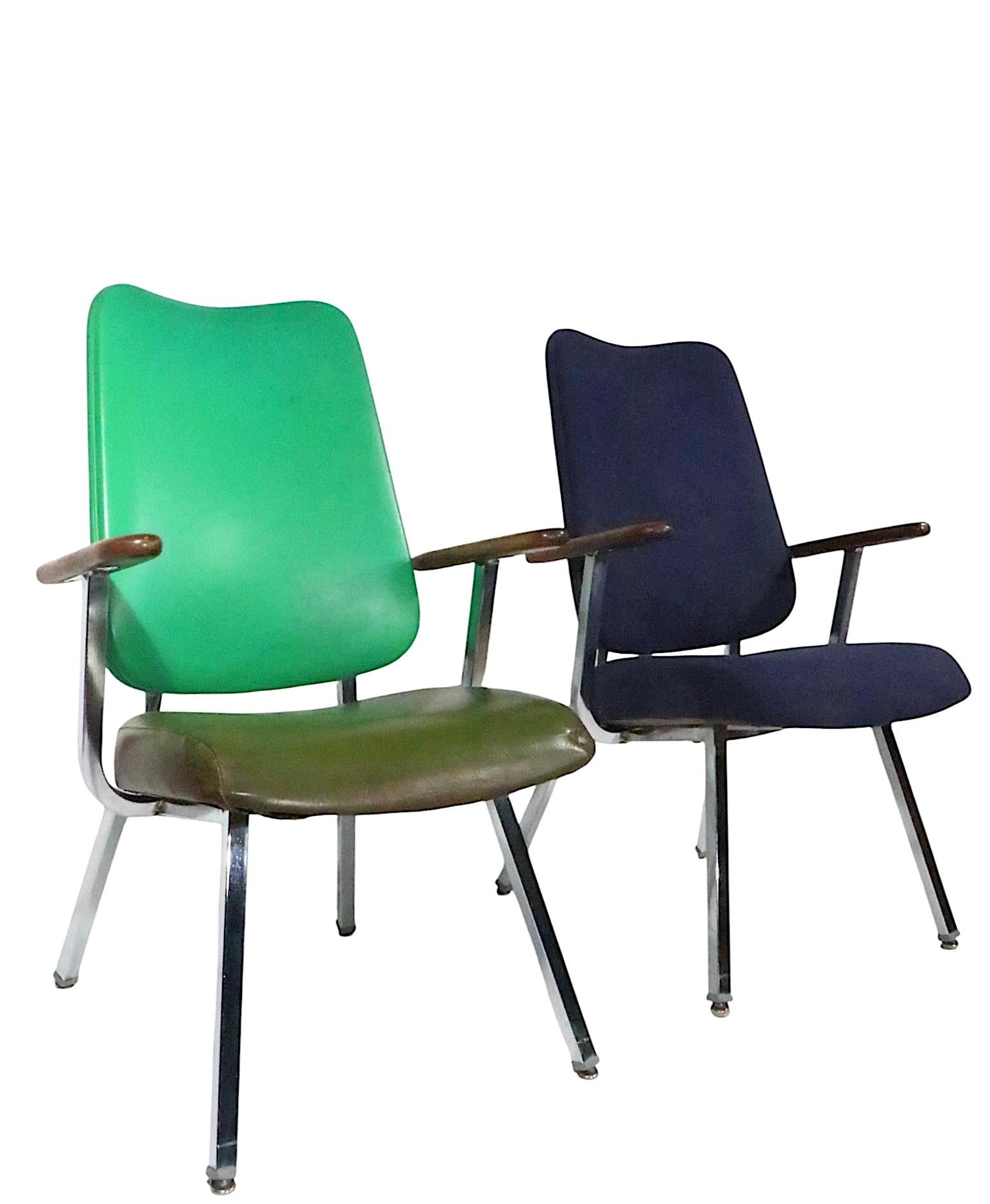 Pr. Mid Century  High Back Lounge Office Armchairs by Dellwood Furniture c 1970s For Sale 5