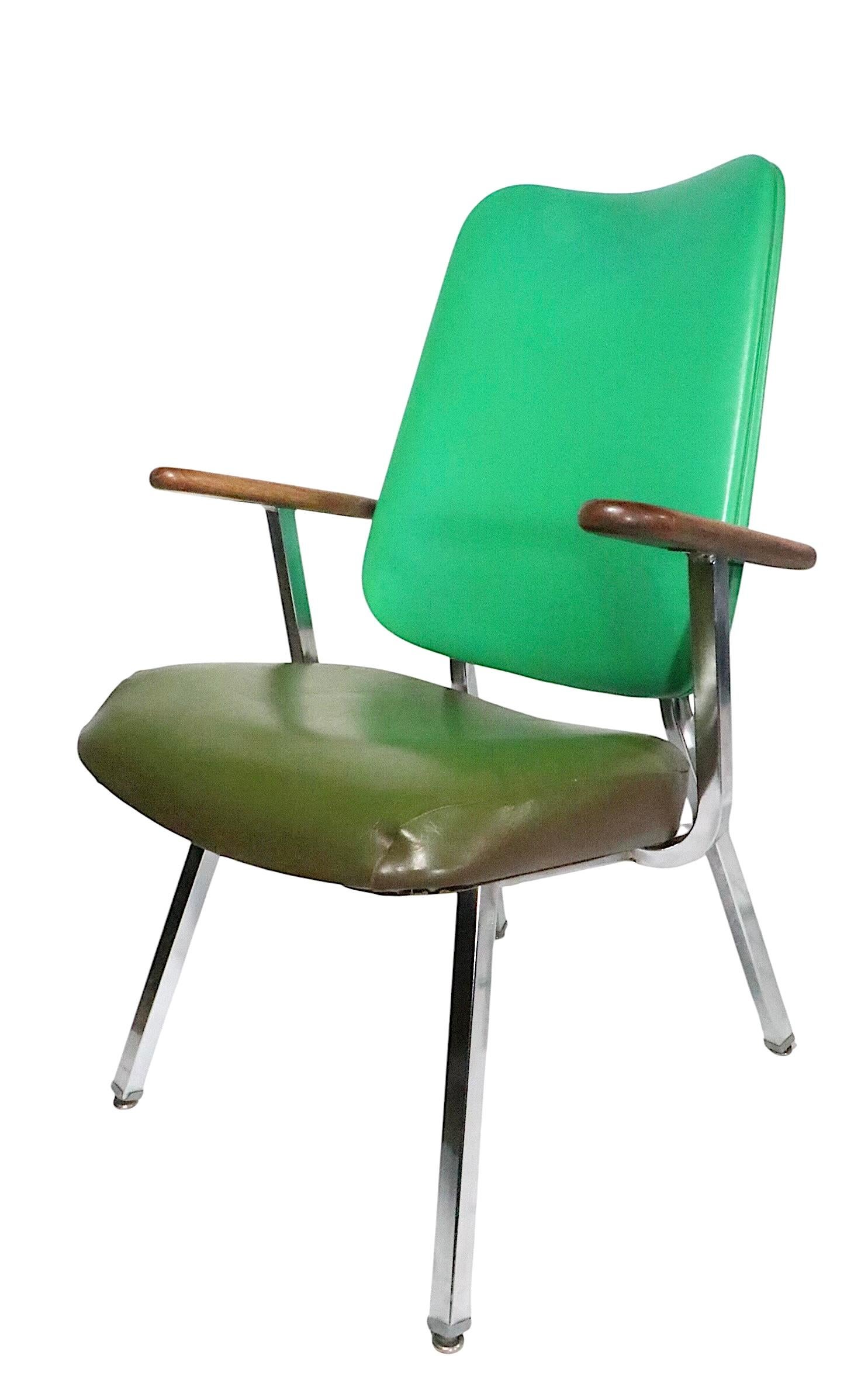 Pr. Mid Century  High Back Lounge Office Armchairs by Dellwood Furniture c 1970s For Sale 6