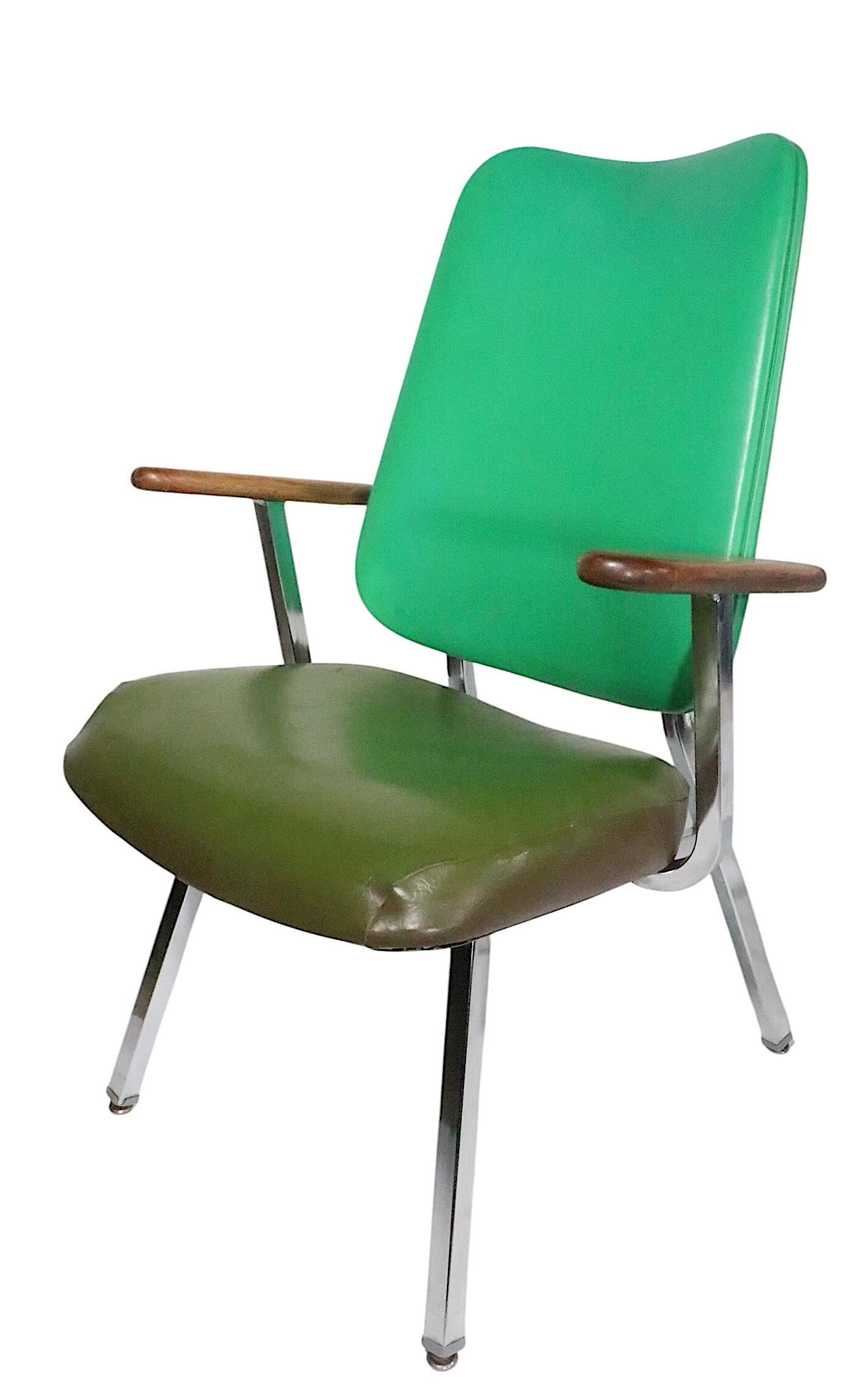 Pr. Mid Century  High Back Lounge Office Armchairs by Dellwood Furniture c 1970s For Sale 7