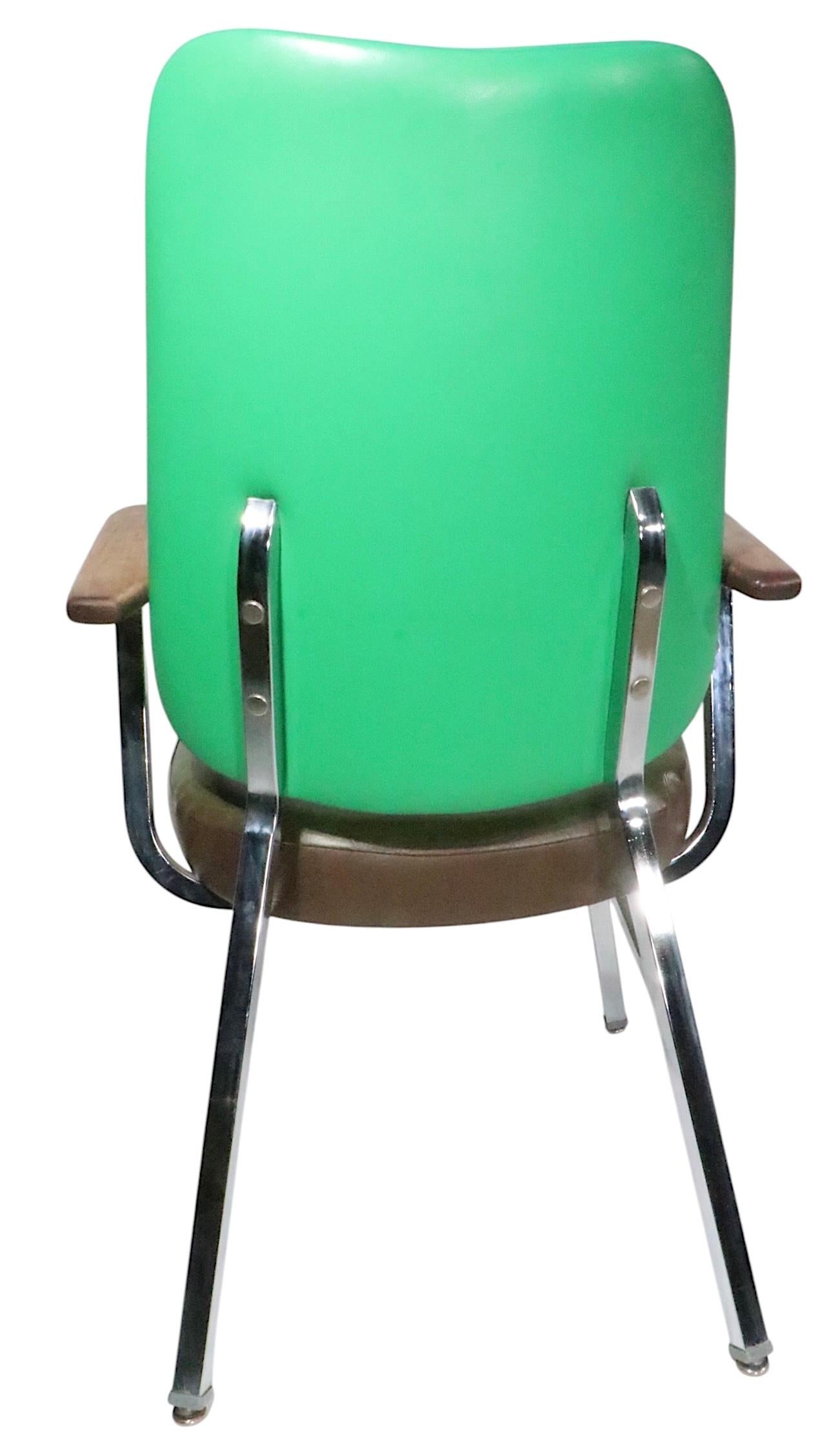 Pr. Mid Century  High Back Lounge Office Armchairs by Dellwood Furniture c 1970s For Sale 8
