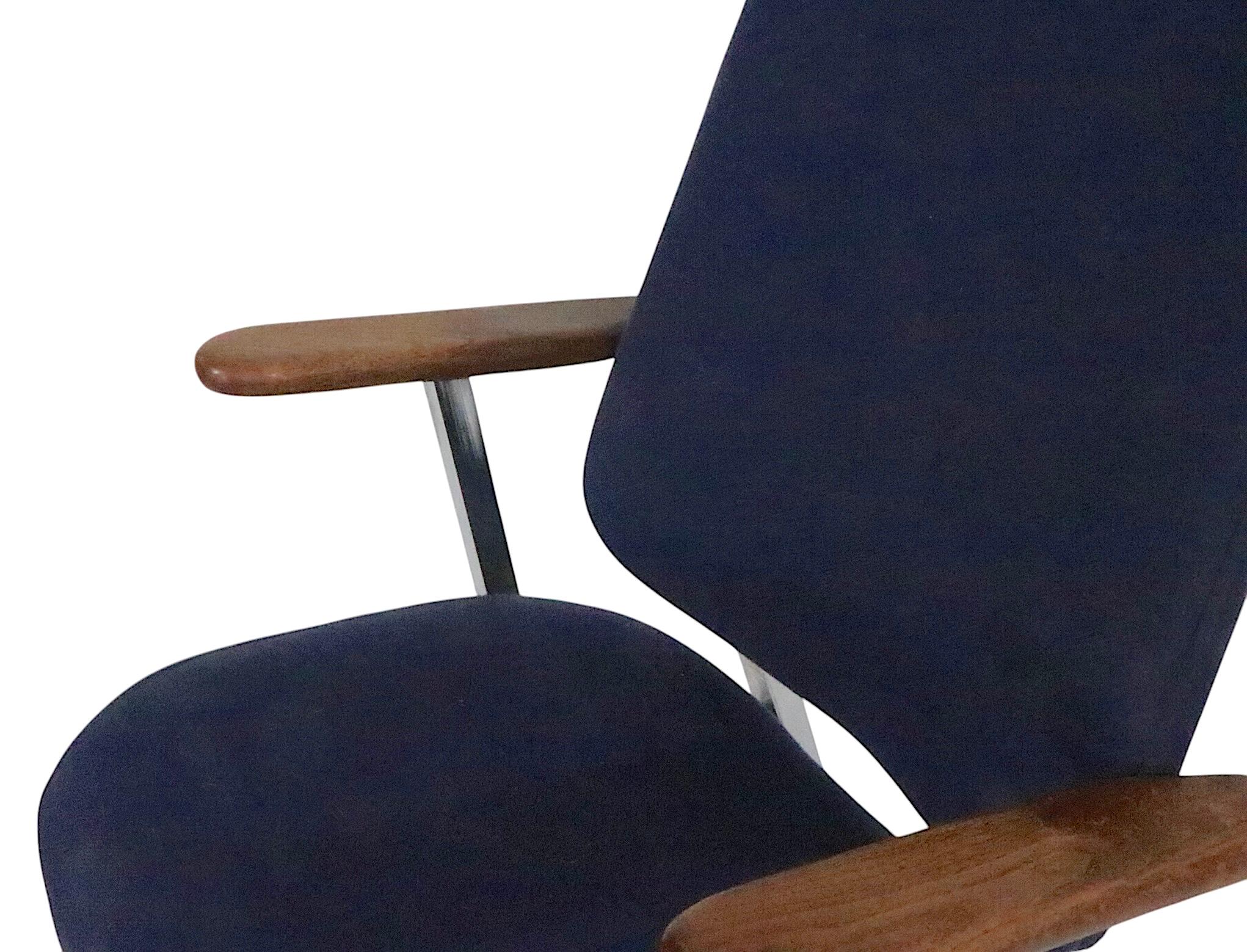 Pr. Mid Century  High Back Lounge Office Armchairs by Dellwood Furniture c 1970s For Sale 9
