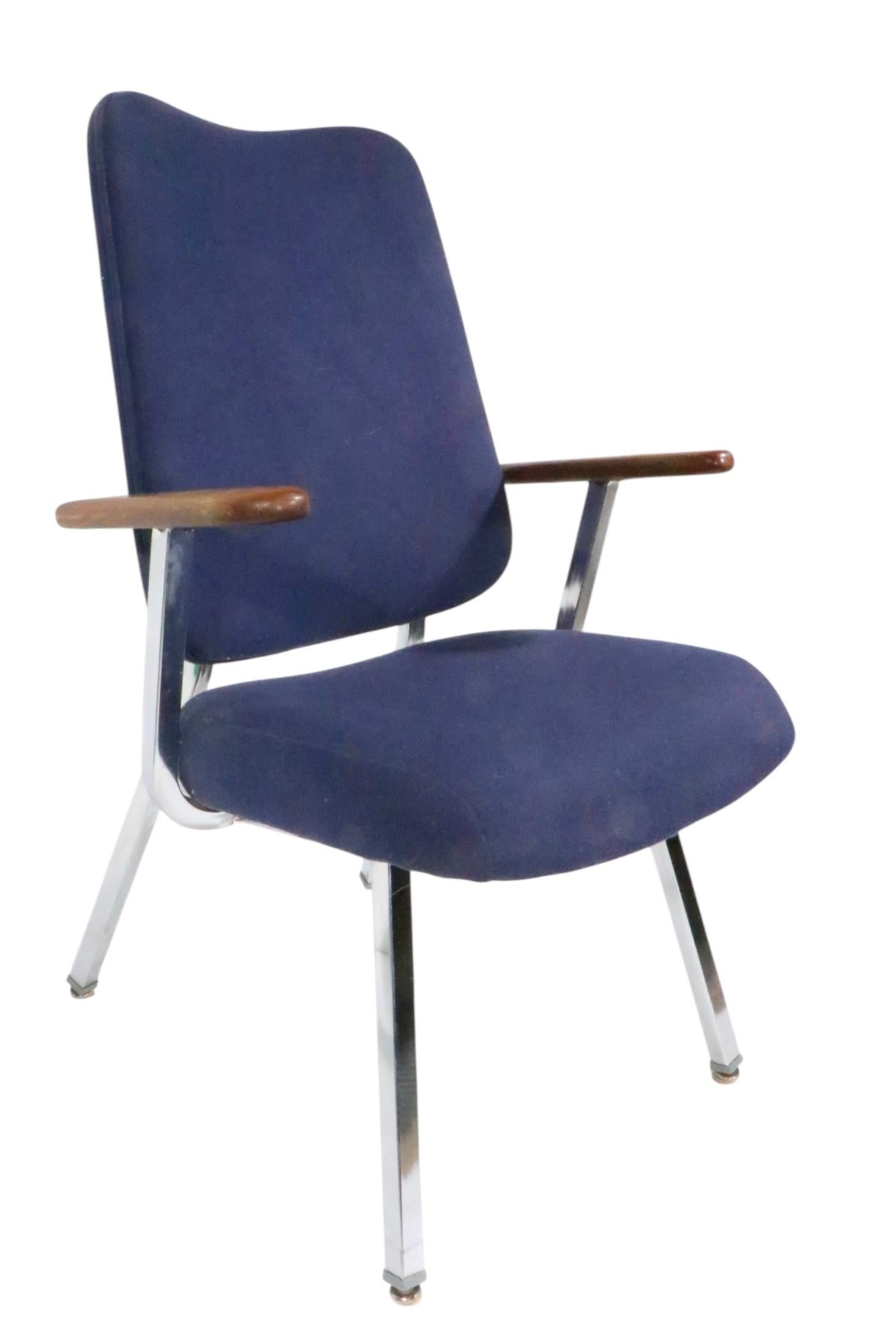 Pr. Mid Century  High Back Lounge Office Armchairs by Dellwood Furniture c 1970s For Sale 12