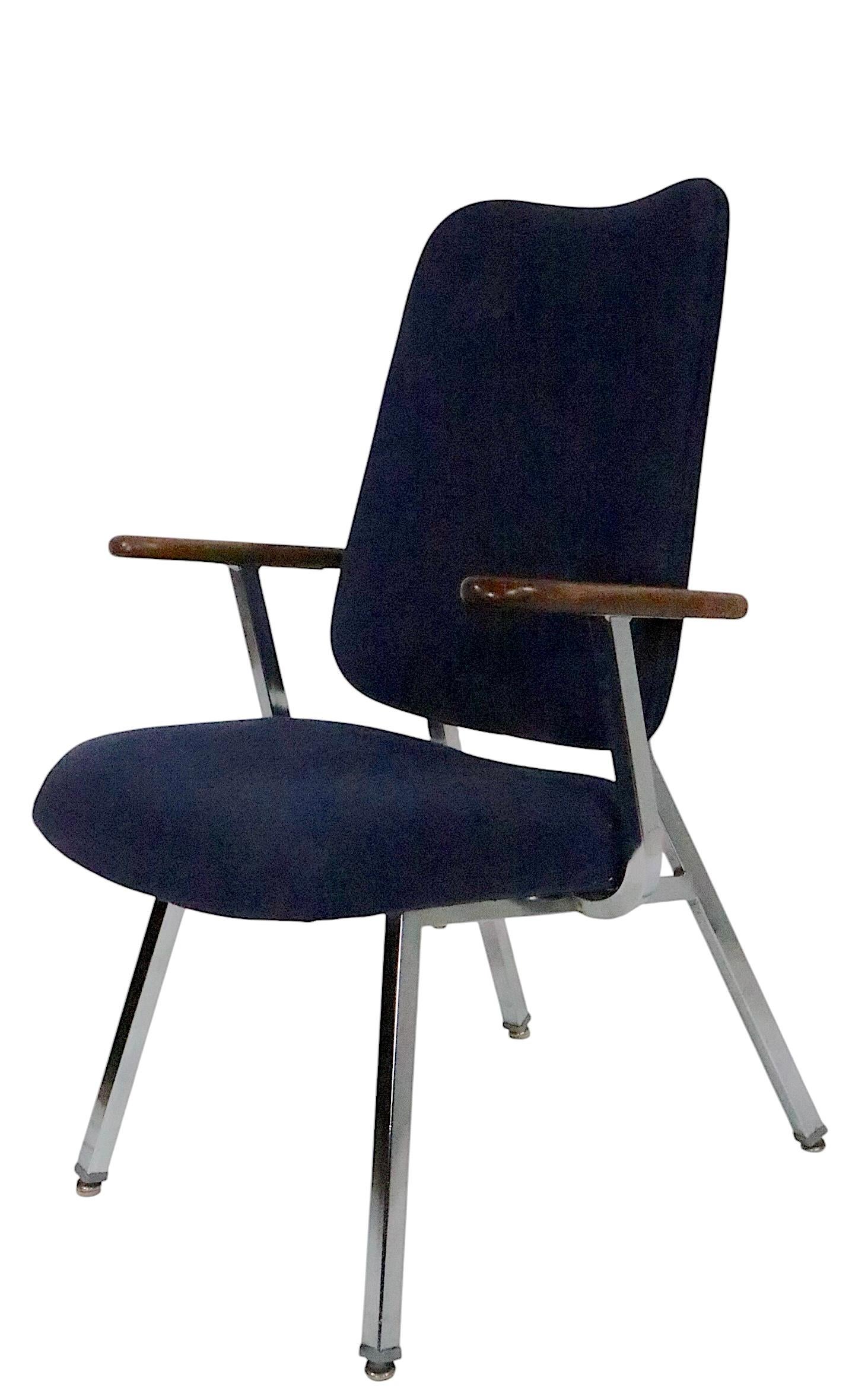 Mid-Century Modern Pr. Mid Century  High Back Lounge Office Armchairs by Dellwood Furniture c 1970s For Sale