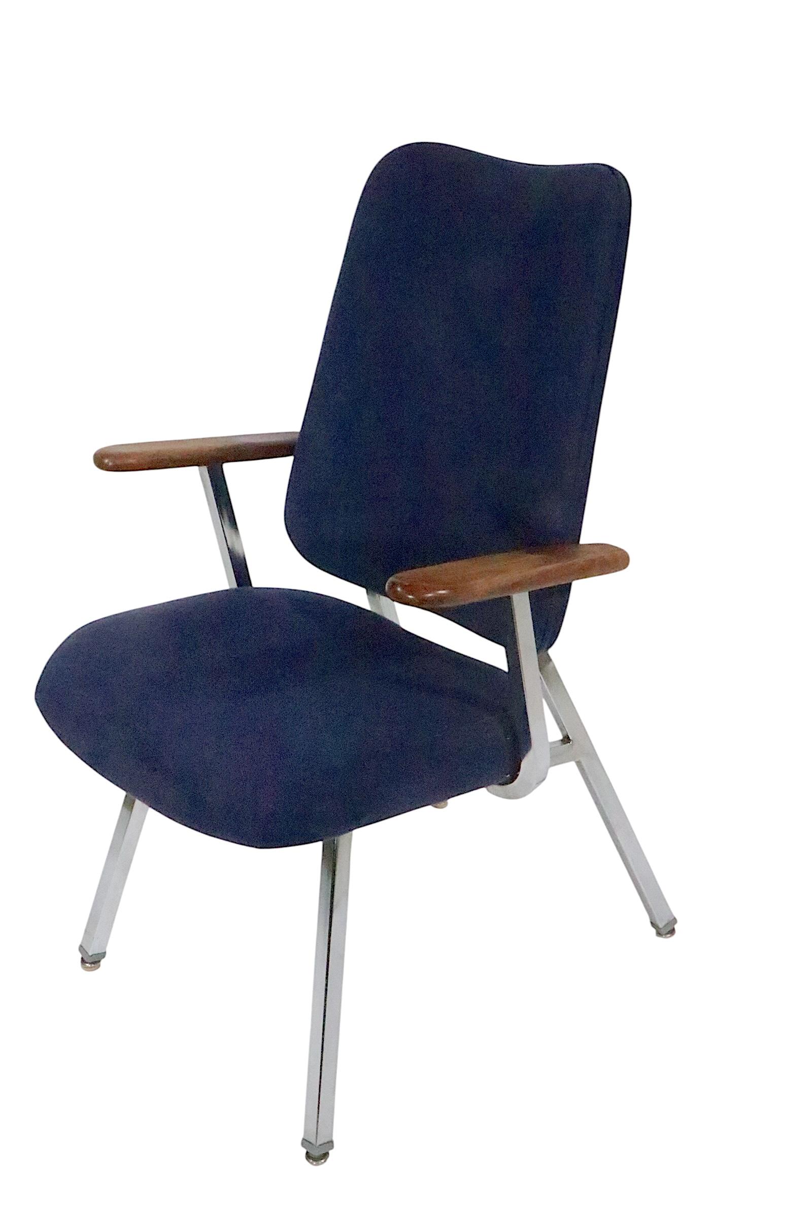 American Pr. Mid Century  High Back Lounge Office Armchairs by Dellwood Furniture c 1970s For Sale