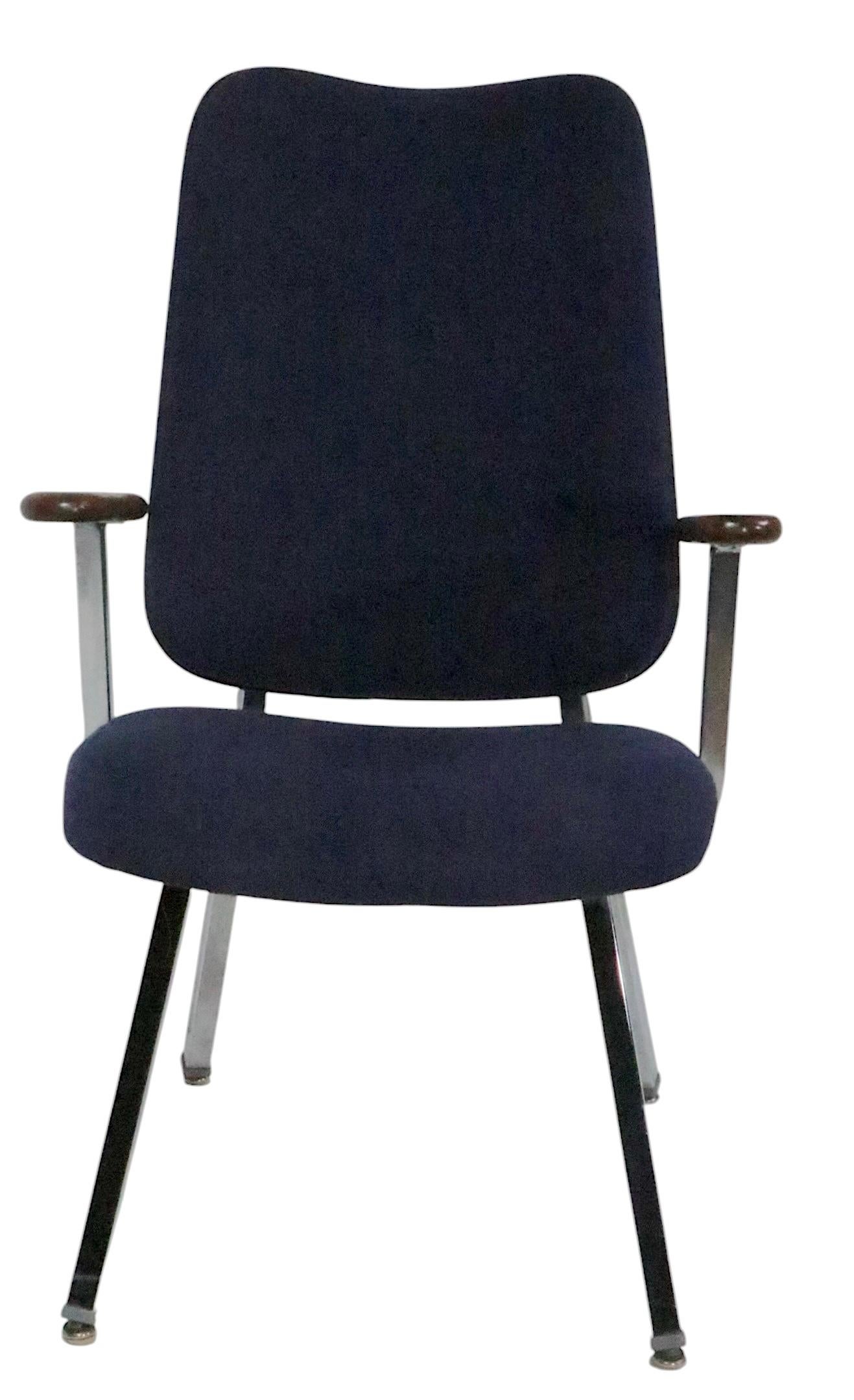 Pr. Mid Century  High Back Lounge Office Armchairs by Dellwood Furniture c 1970s In Good Condition For Sale In New York, NY
