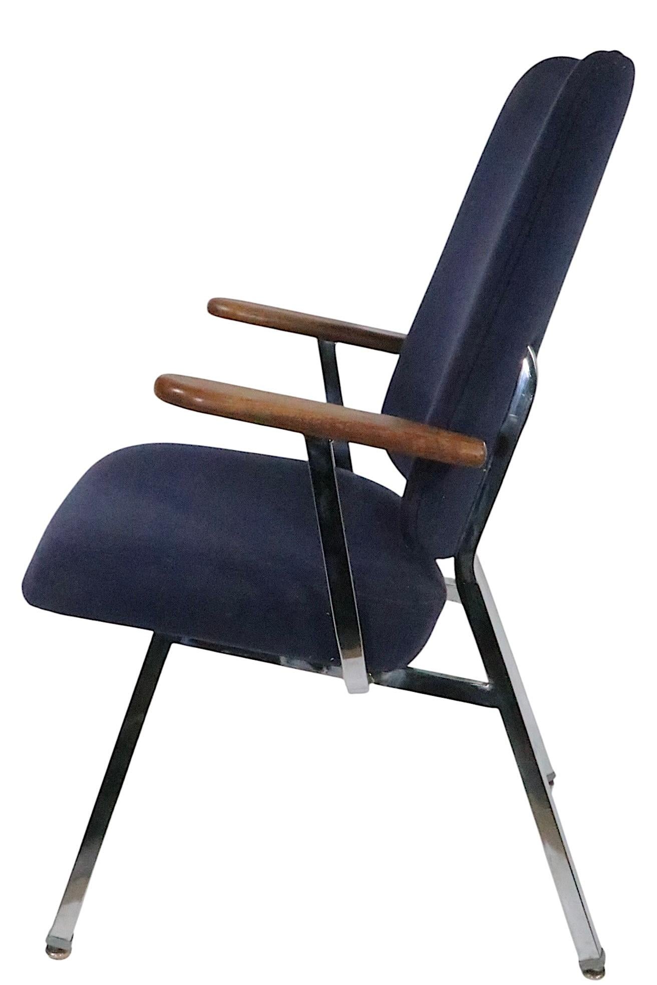 20th Century Pr. Mid Century  High Back Lounge Office Armchairs by Dellwood Furniture c 1970s For Sale
